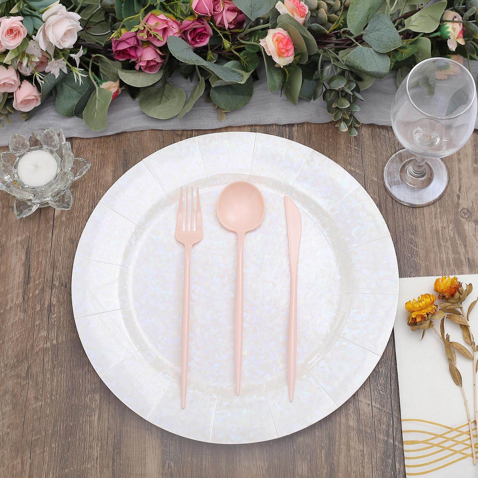 50-Pack Plastic Utensil Set Blush Pink - Heavy Duty Premium Disposable Sleek Flatware - Image 6
