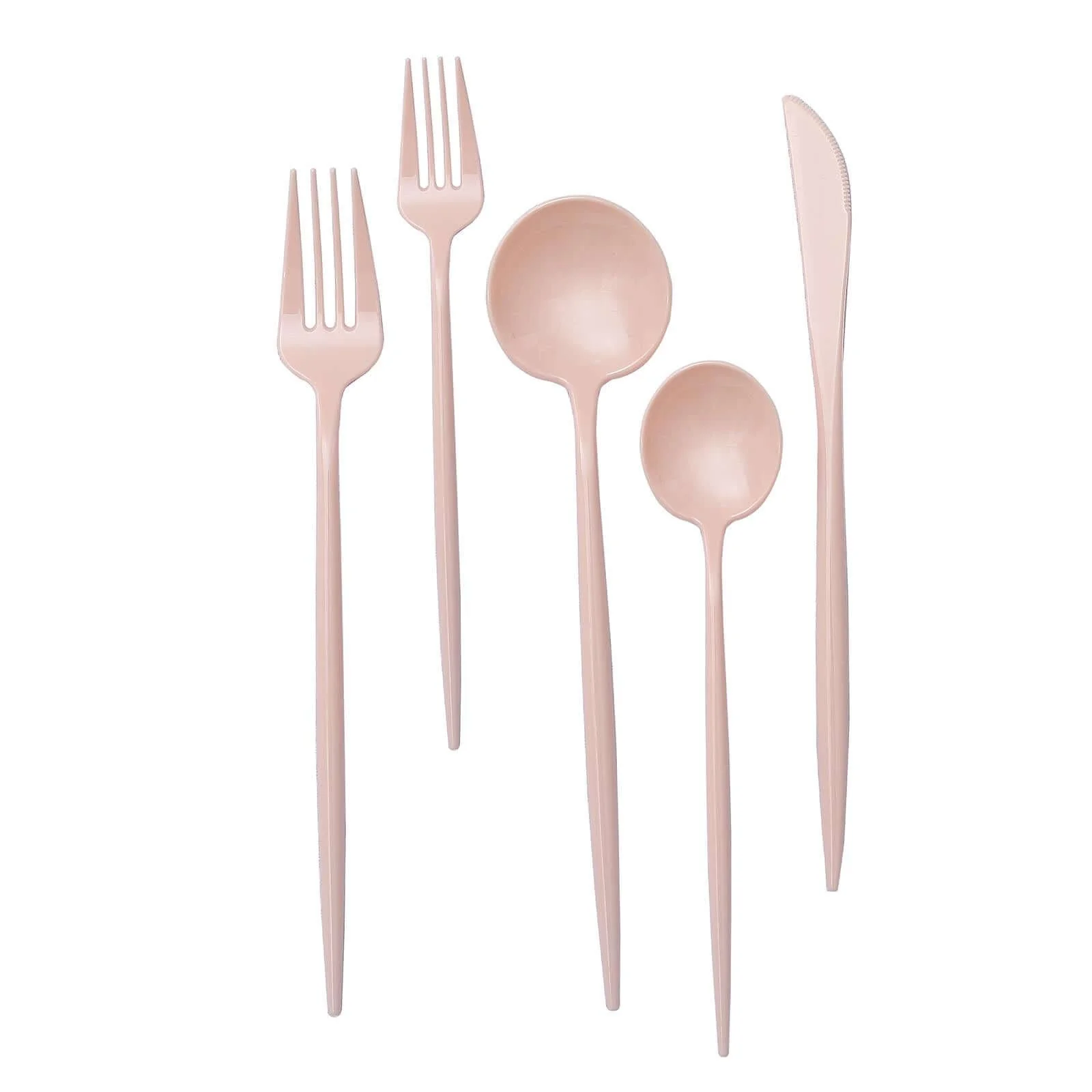 50-Pack Plastic Utensil Set Blush Pink - Heavy Duty Premium Disposable Sleek Flatware - Image 7