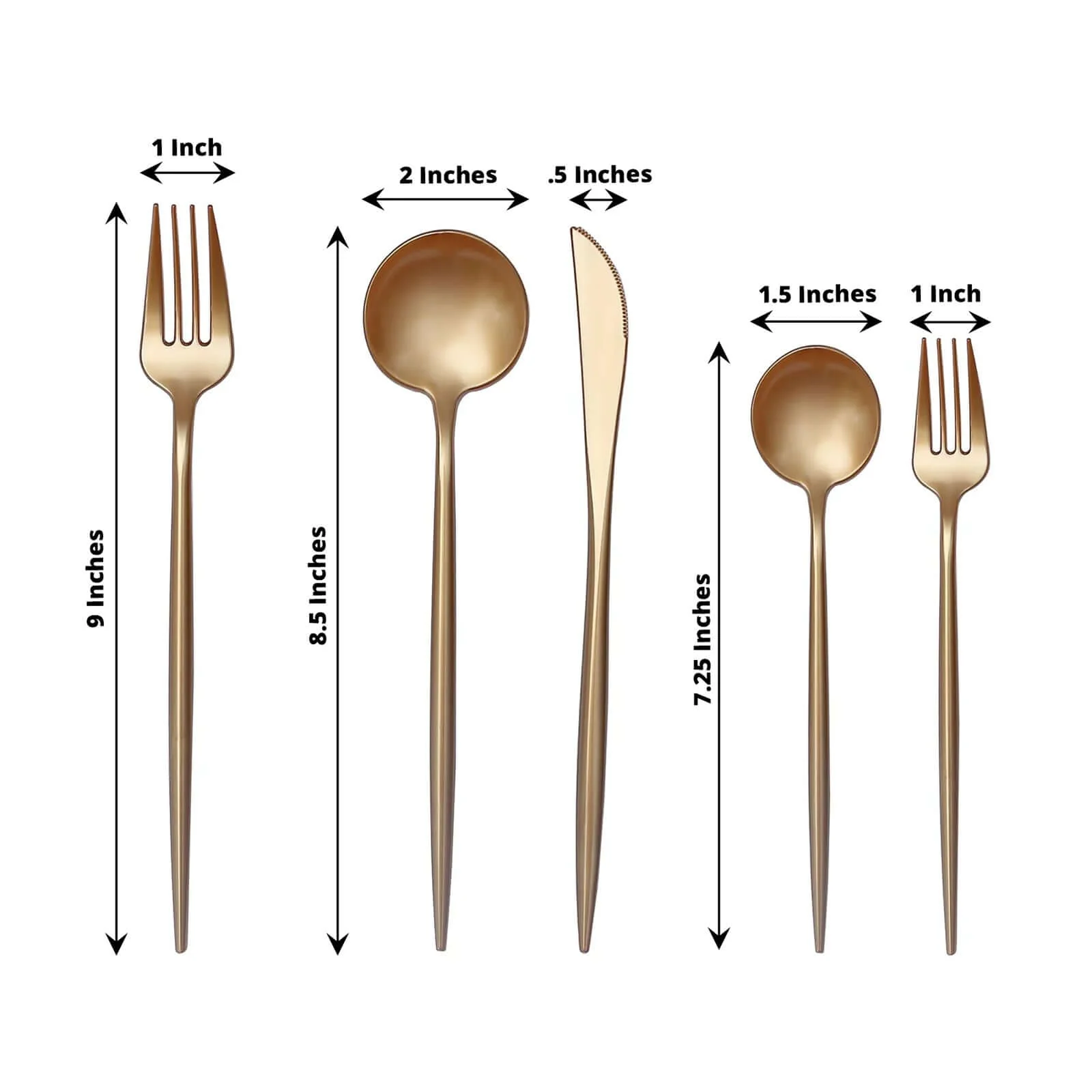 50-Pack Plastic Utensil Set Gold - Heavy Duty Premium Disposable Sleek Flatware - Image 2