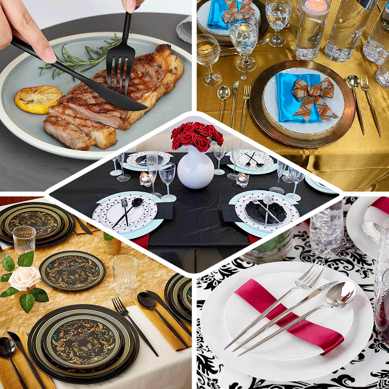 50-Pack Plastic Utensil Set Gold - Heavy Duty Premium Disposable Sleek Flatware - Image 5