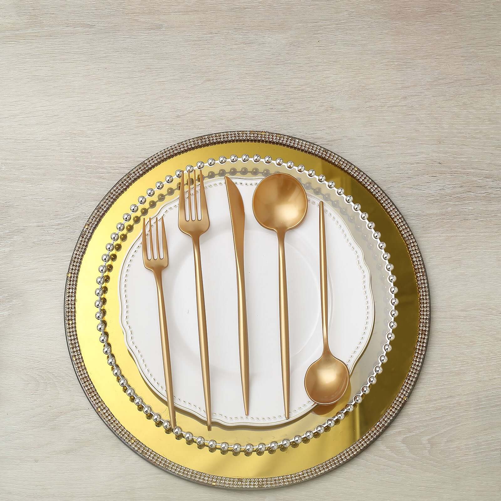 50-Pack Plastic Utensil Set Gold - Heavy Duty Premium Disposable Sleek Flatware - Image 6