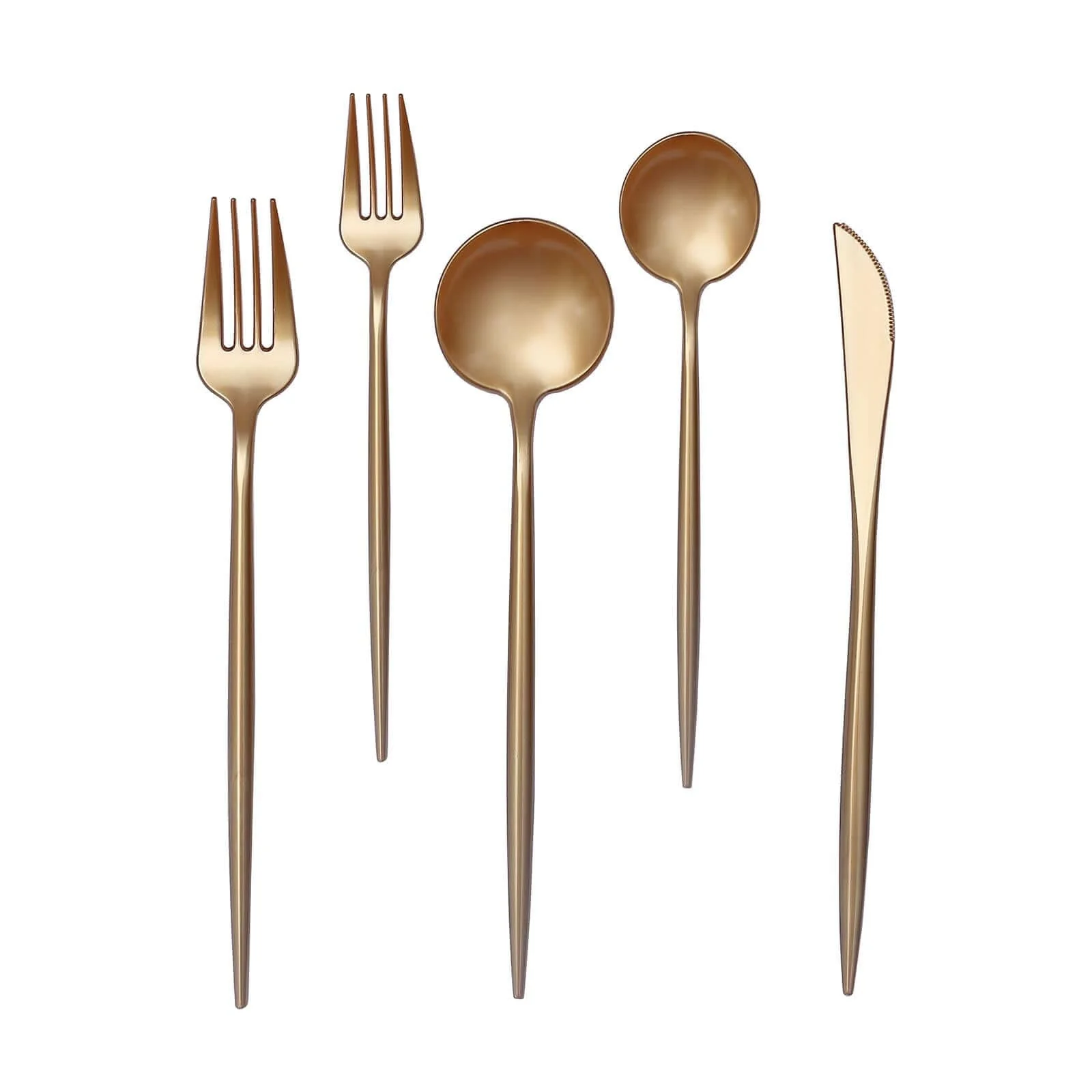 50-Pack Plastic Utensil Set Gold - Heavy Duty Premium Disposable Sleek Flatware - Image 7