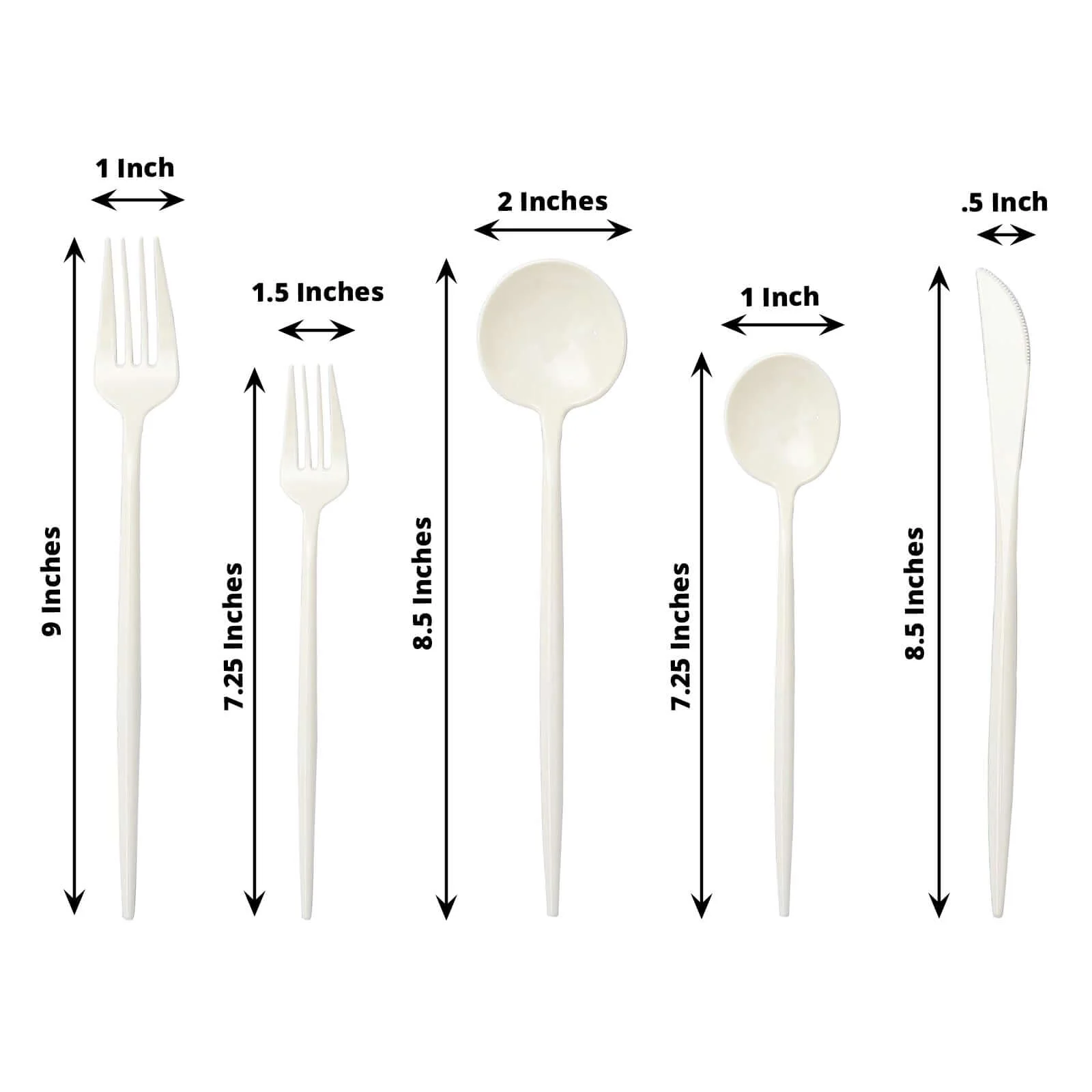 50-Pack Plastic Utensil Set Ivory - Heavy Duty Premium Disposable Sleek Flatware - Image 3