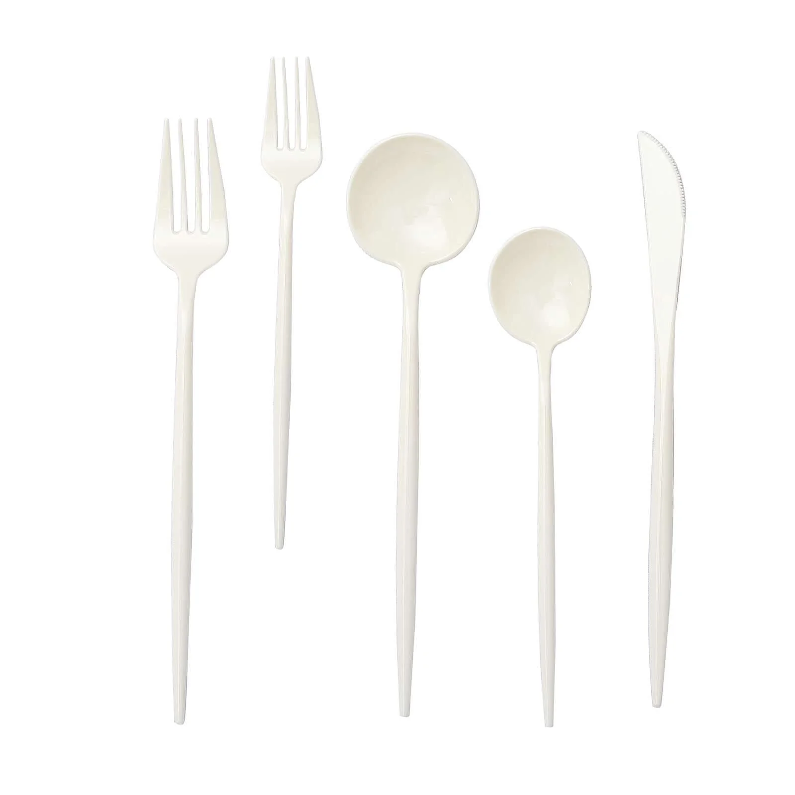 50-Pack Plastic Utensil Set Ivory - Heavy Duty Premium Disposable Sleek Flatware - Image 6