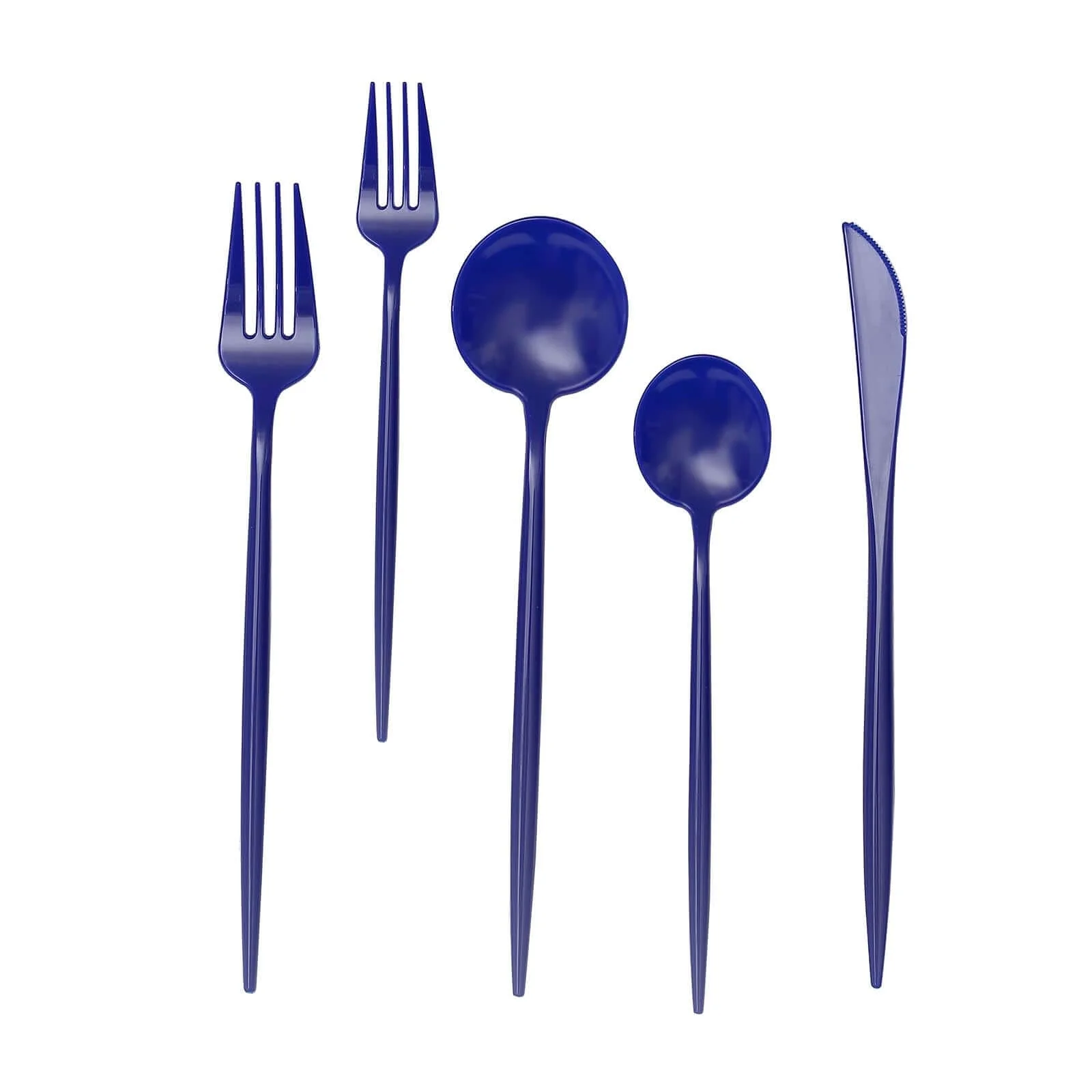 50-Pack Plastic Utensil Set Royal Blue - Heavy Duty Premium Disposable Sleek Flatware - Image 6