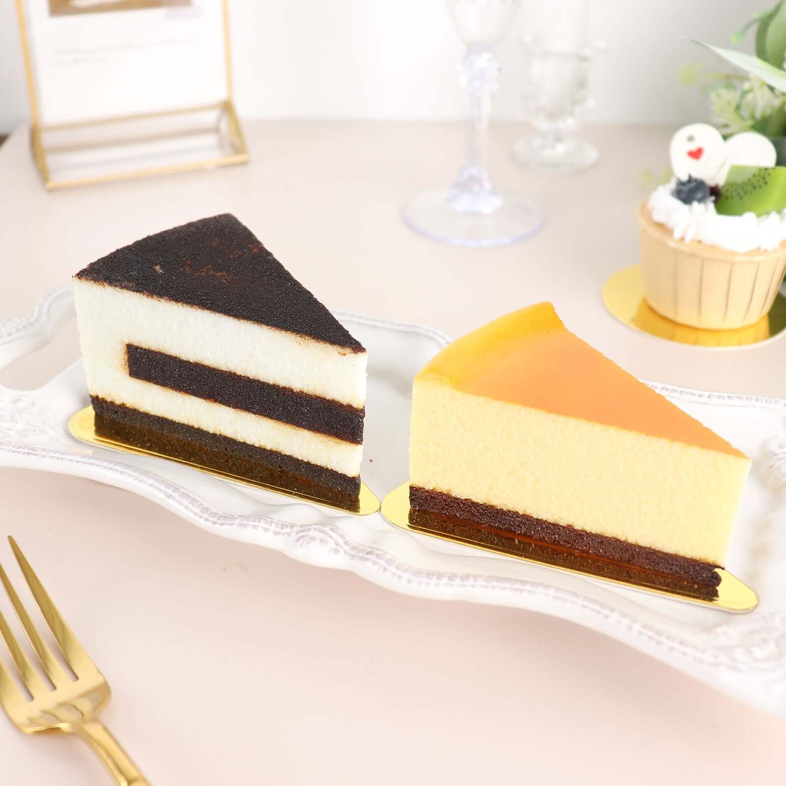 50-Pack Triangle Cake Boards 2.8"x 4.5" Gold Cardboard - Food Grade Mini Paper Trays Dessert Base for Pastries Cupcakes & Cake Slices - Image 11