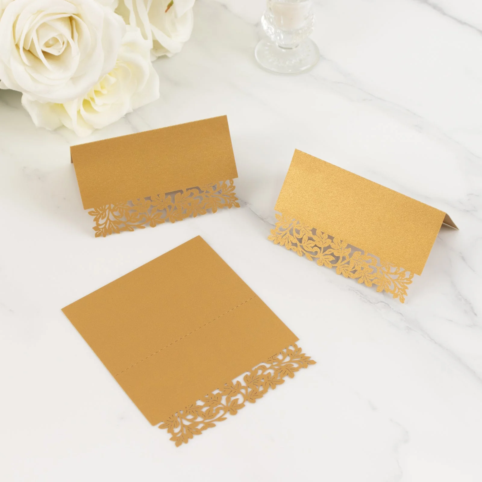 50-Pack Wedding Place Cards 210 GSM with Laser Cut Leaf Vine Design Gold - Printable Reservation Seating Tent Cards - Image 7