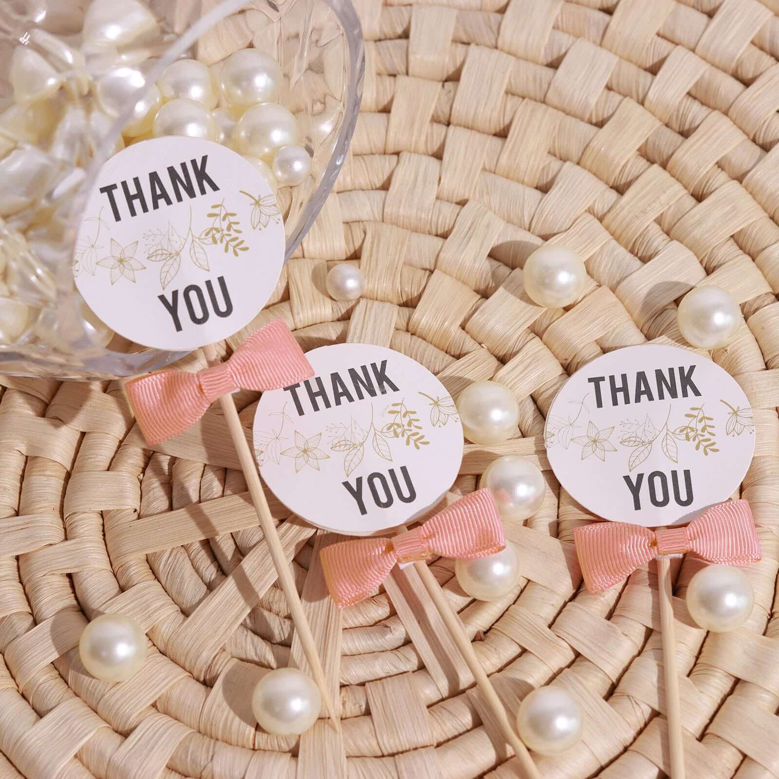 50 Pcs Dusty Rose Grosgrain Pre Tied Ribbon Bows, Gift Basket Party Favor Bags Decor - Polyester 1.5" - Image 2