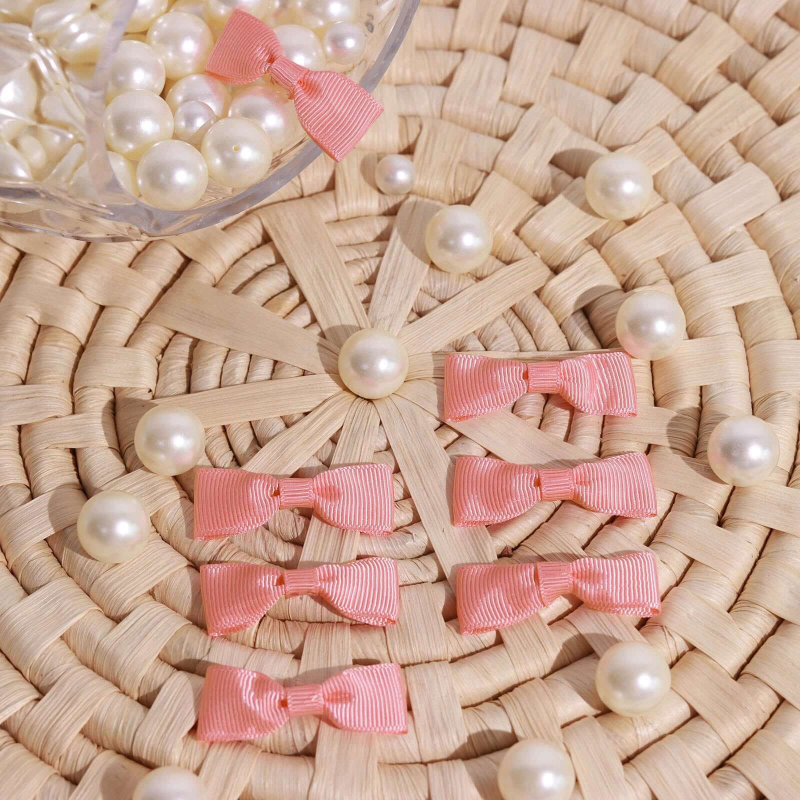 50 Pcs Dusty Rose Grosgrain Pre Tied Ribbon Bows, Gift Basket Party Favor Bags Decor - Polyester 1.5" - Image 5