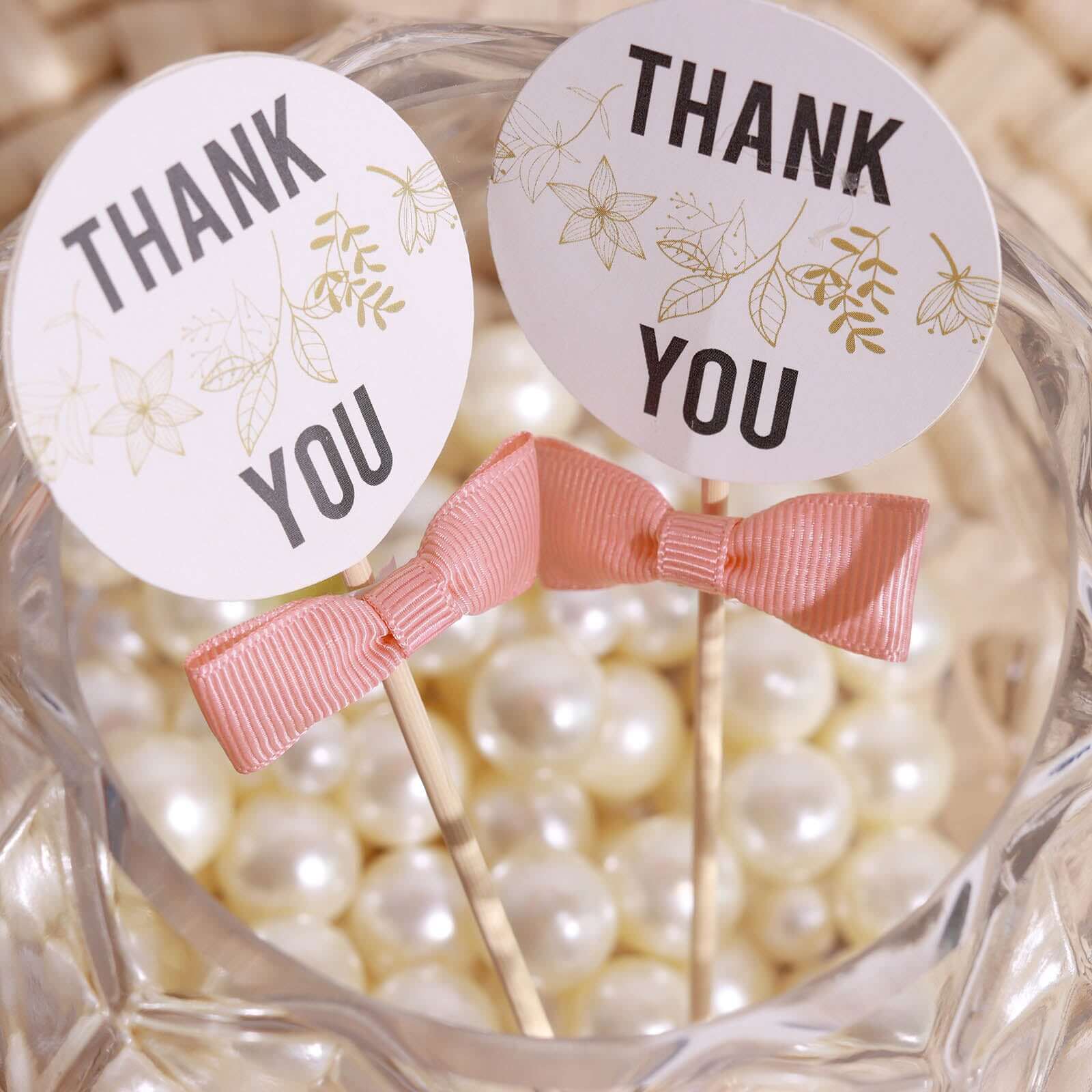 50 Pcs Dusty Rose Grosgrain Pre Tied Ribbon Bows, Gift Basket Party Favor Bags Decor - Polyester 1.5" - Image 6