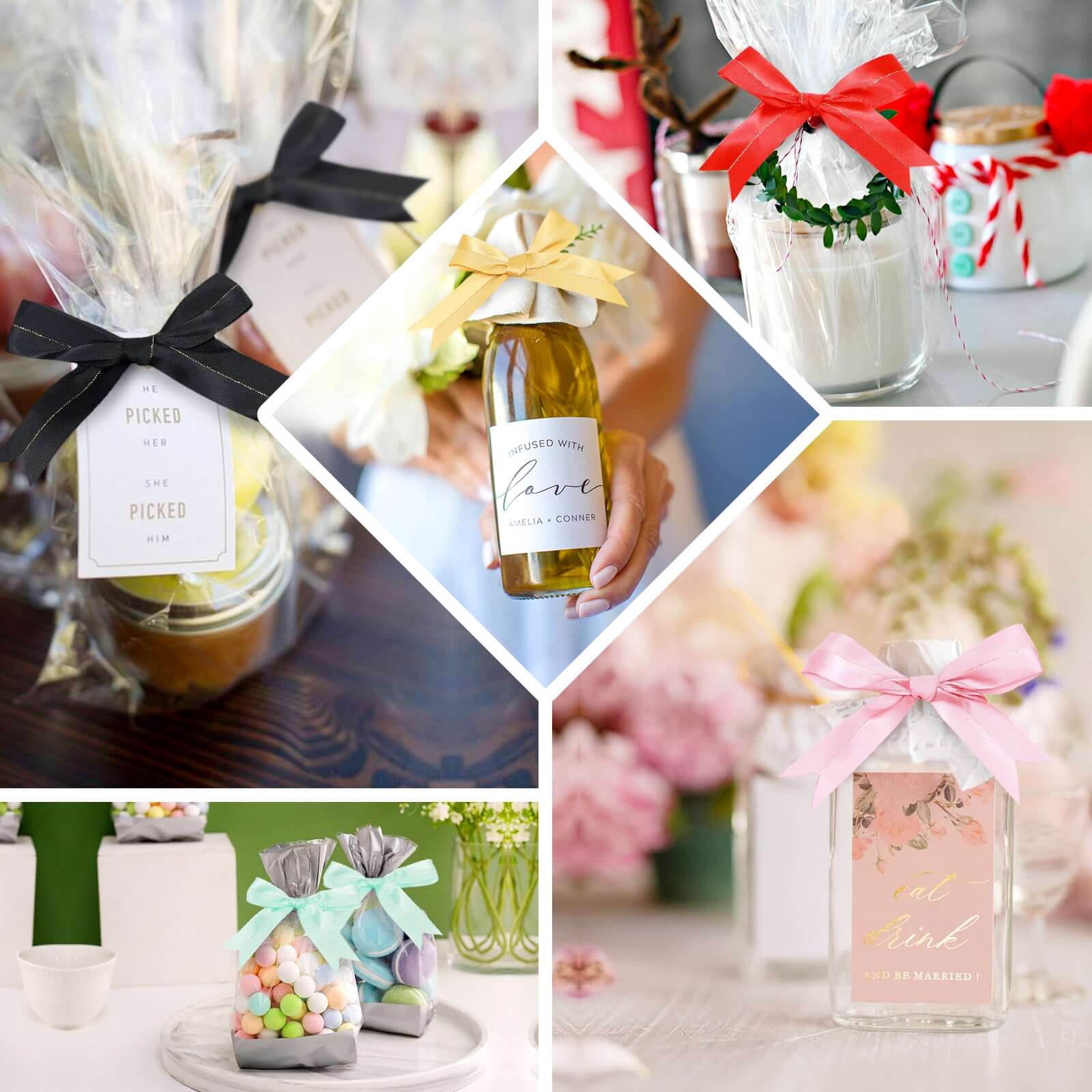 50 Pcs Gold Pre Tied Ribbon Bows, Satin Ribbon With Gold Foil Lining For Gift Basket and Party Favors Decor 10" - Image 4