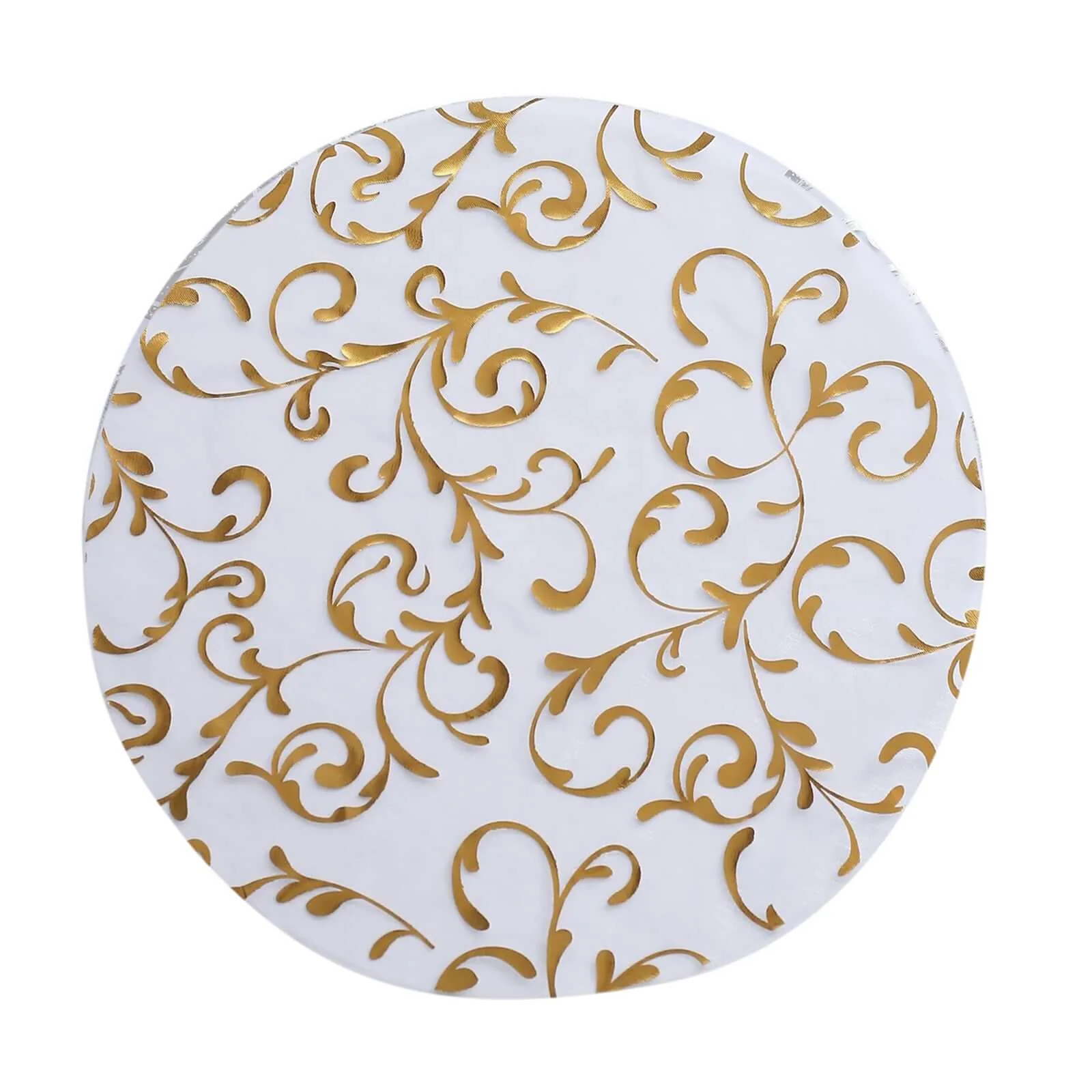 50-Pack Organza Table Placemats 13" Round Embossed Foil Flower Design Metallic Gold - Sheer Disposable Dining Mats - Image 6