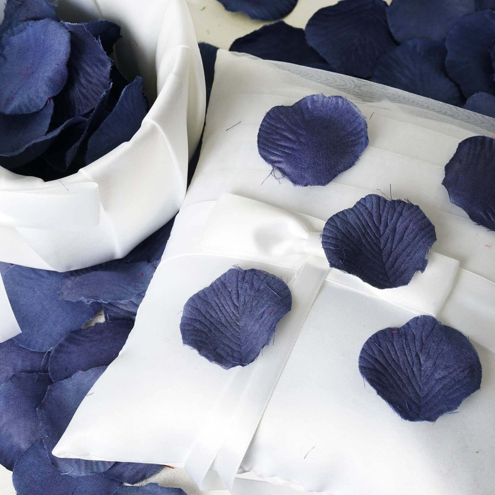500-Pack Silk Rose Petals Confetti Navy Blue Round Design - Decorative Table Scatters - Image 2