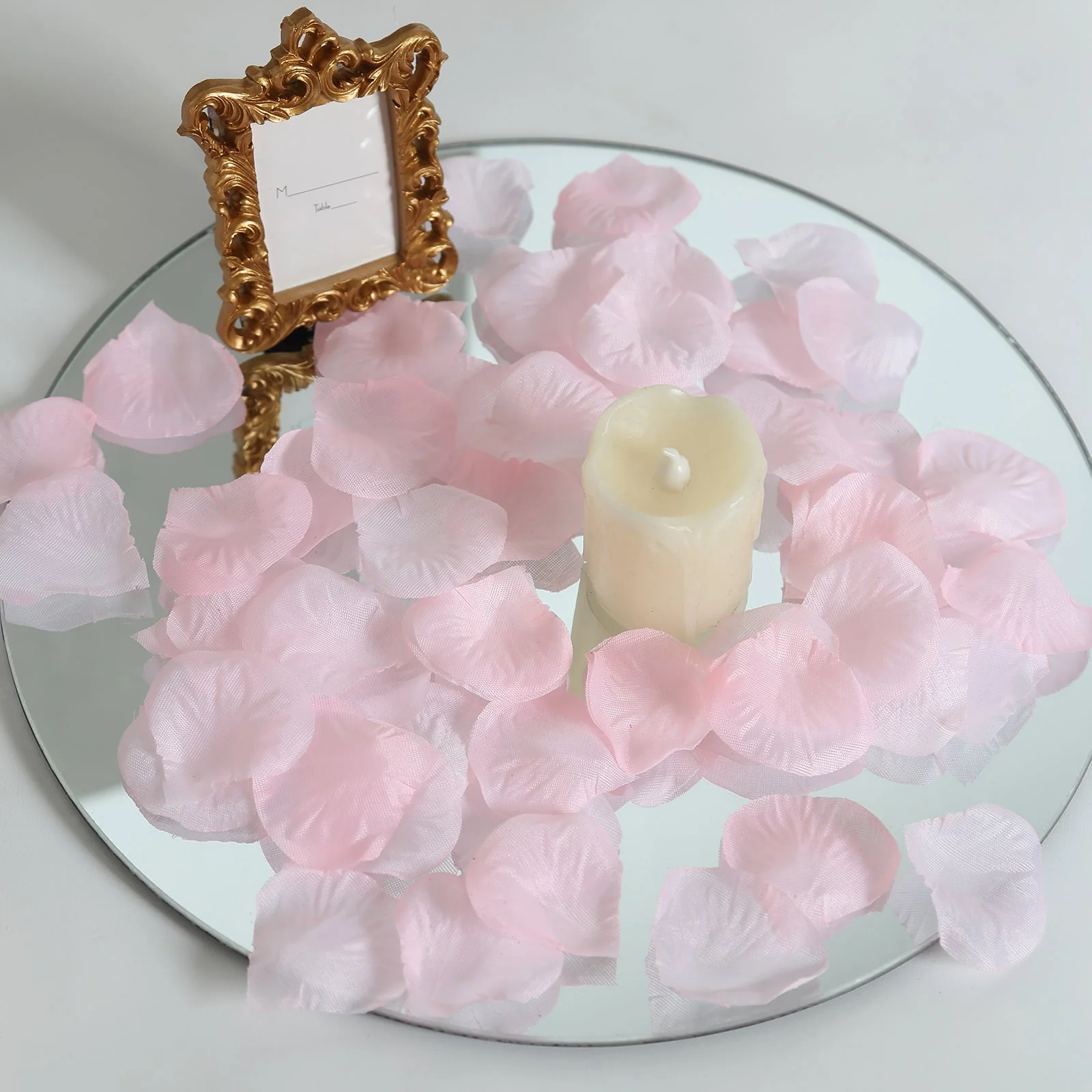 500-Pack Silk Rose Petals Confetti Pink Round Design - Decorative Table Scatters - Image 5