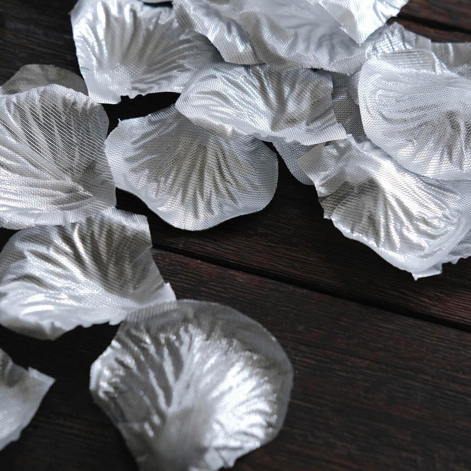 500-Pack Silk Rose Petals Confetti Silver Round Design - Decorative Table Scatters - Image 13