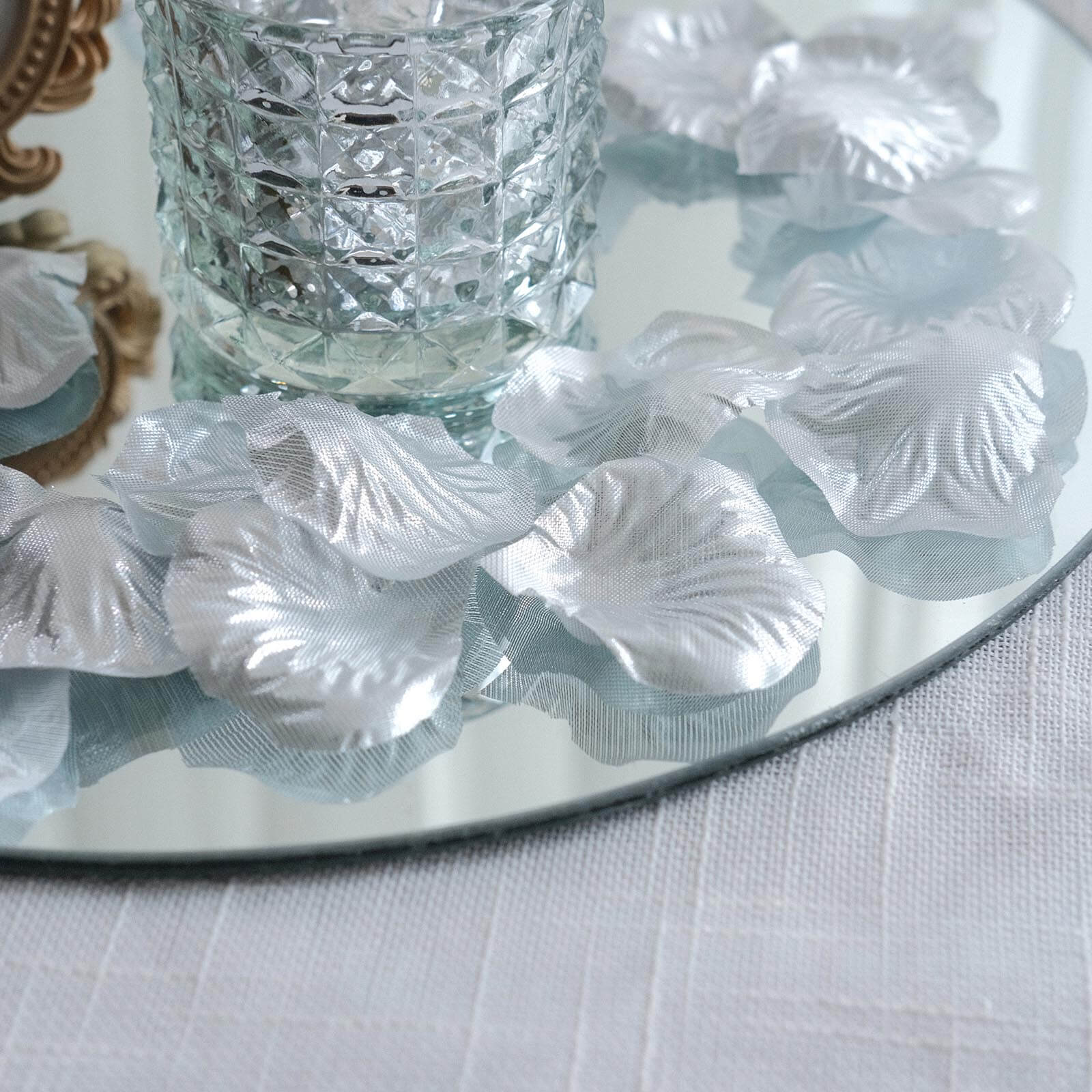 500-Pack Silk Rose Petals Confetti Silver Round Design - Decorative Table Scatters - Image 8