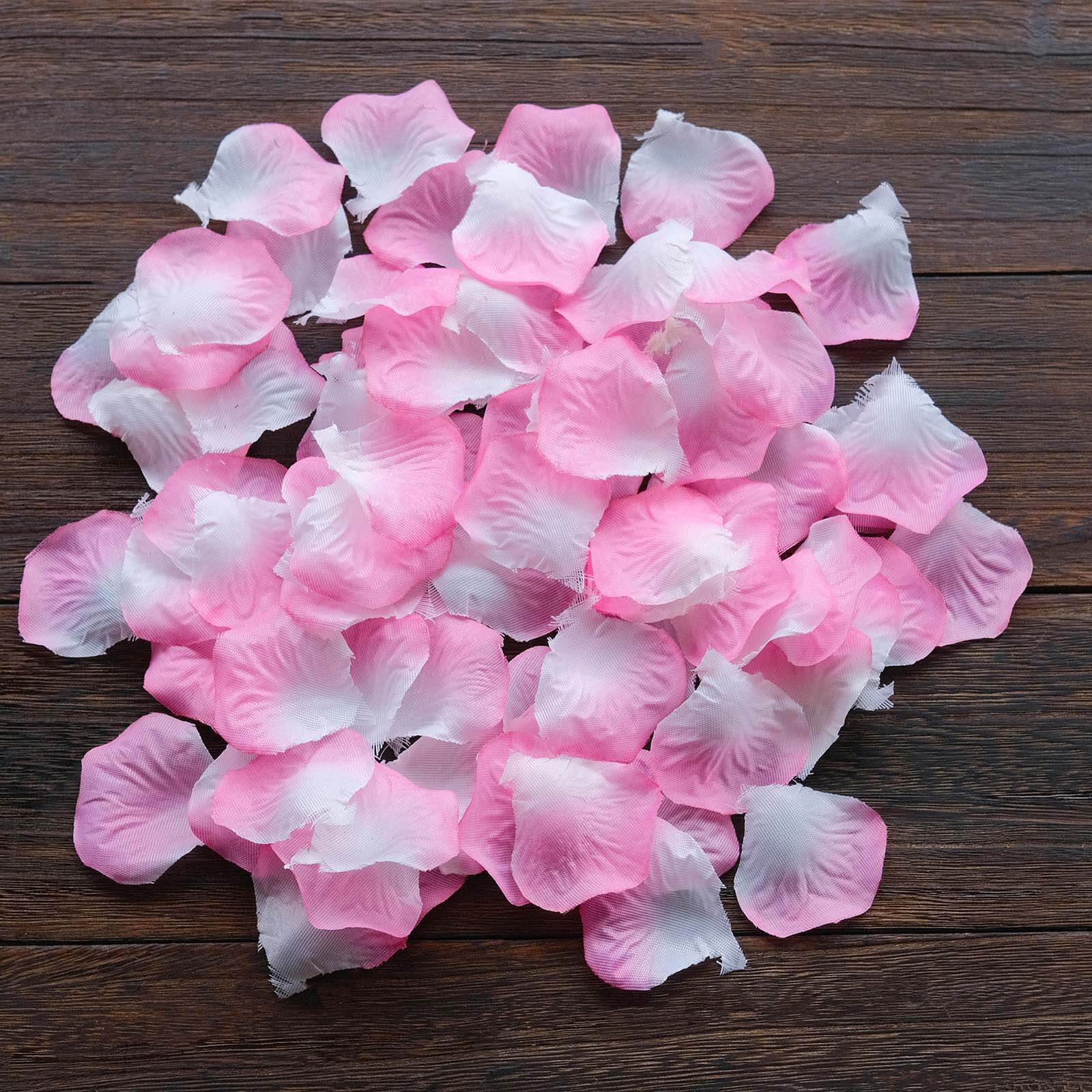 500-Pack Silk Rose Petals Confetti White Pink Round Design - Decorative Table Scatters - Image 10