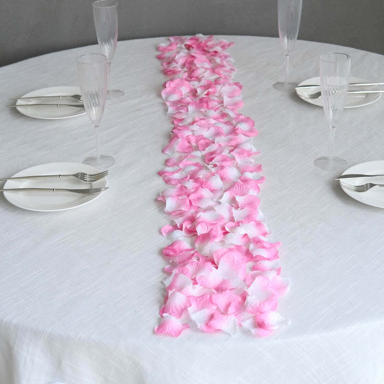 500-Pack Silk Rose Petals Confetti White Pink Round Design - Decorative Table Scatters - Image 12