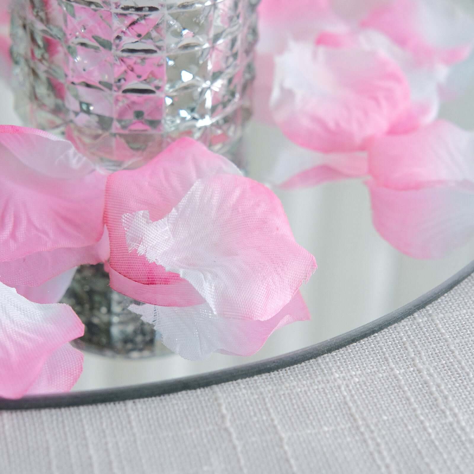 500-Pack Silk Rose Petals Confetti White Pink Round Design - Decorative Table Scatters - Image 8