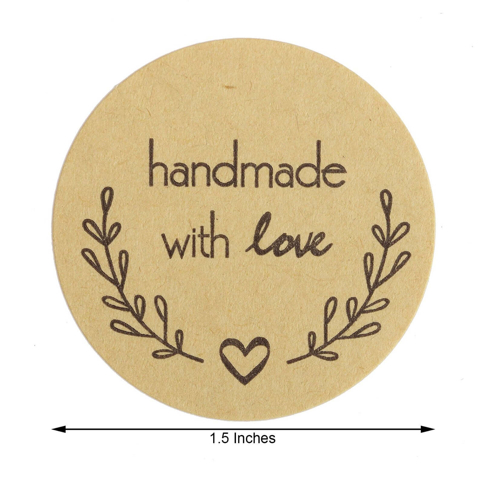 500pcs Handmade with Love Olive Branch Stickers Roll, Cookie and Bakery Box Labels - Round 1.5" - Image 3