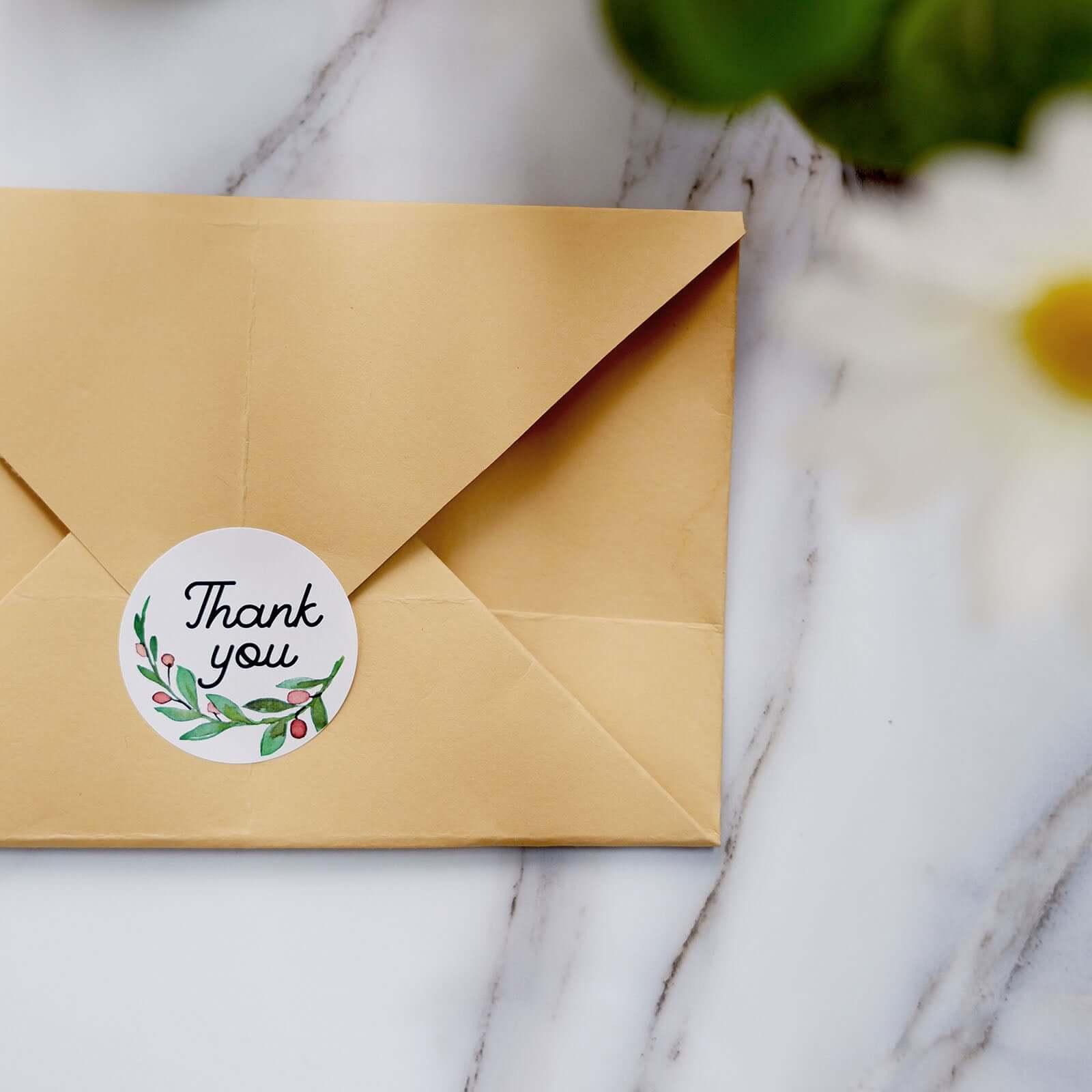 500pcs Thank You Black Print and Floral Design Stickers Roll, DIY Envelope Seal Labels - Round Assorted Designs 1.5" - Image 13