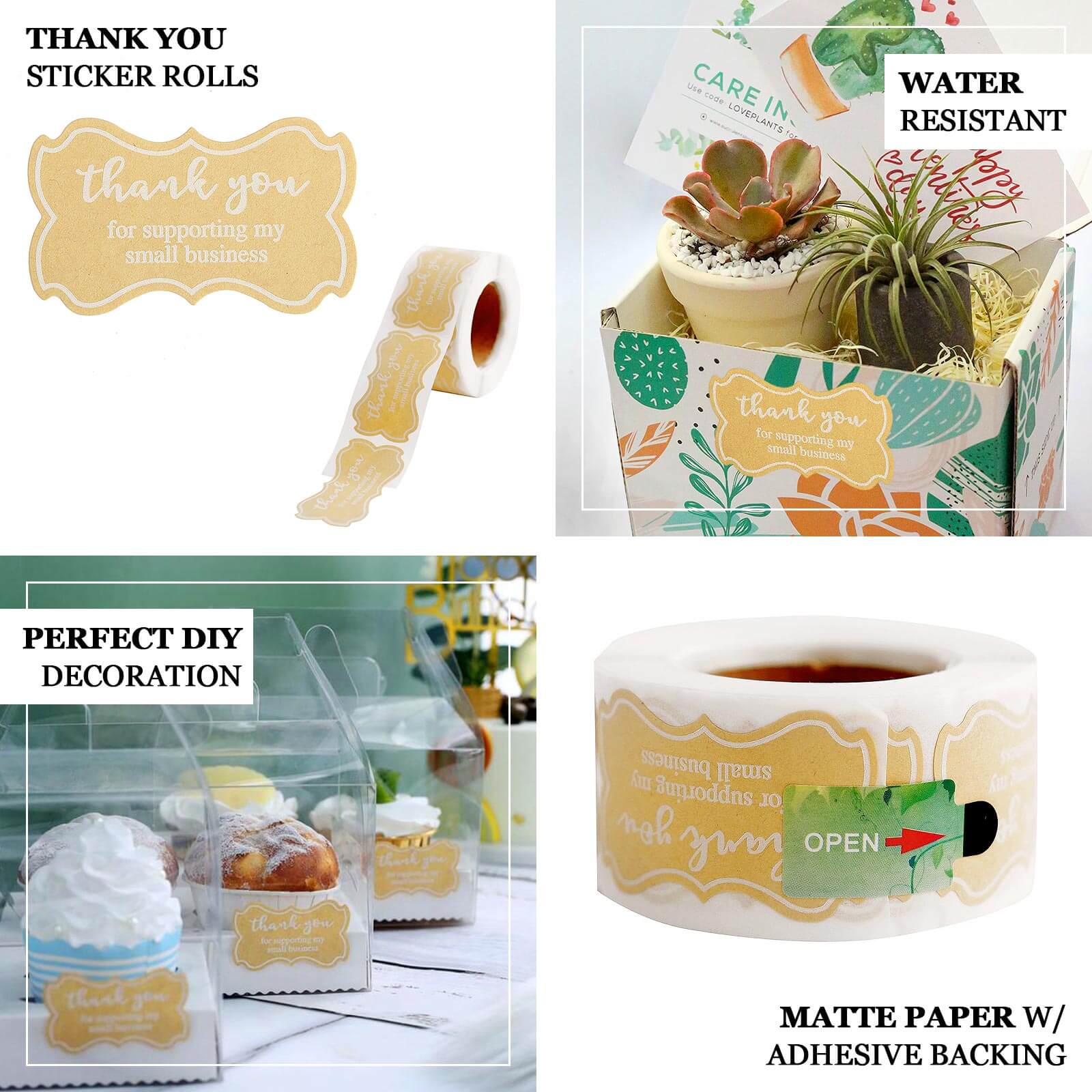 500pcs Thank You for Supporting My Small Business Stickers Roll, Labels for DIY Envelope Seals 1.5" - Image 4