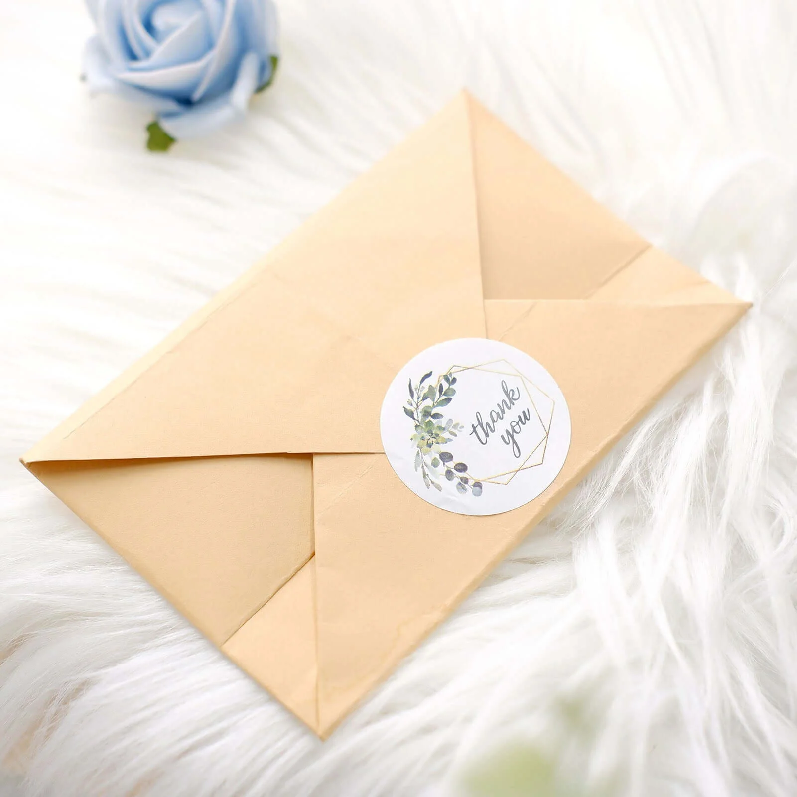 500pcs Thank You Gold and Green Leaf Frame Stickers Roll Décor, Labels and Seals For DIY Envelope - Round 1.5" - Image 9