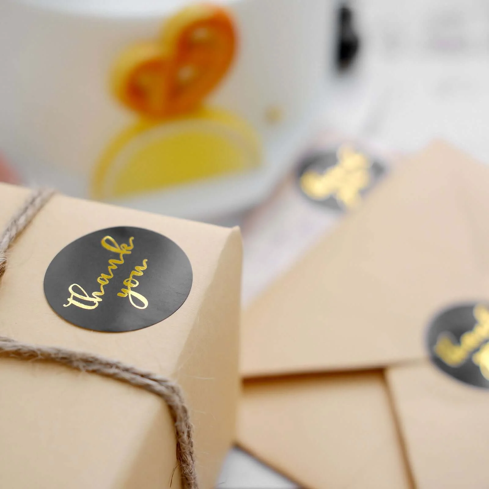 500pcs Thank You Gold Foil Text On Black Stickers Roll Décor Labels and Seals for DIY Envelope - Round 1.5" - Image 13