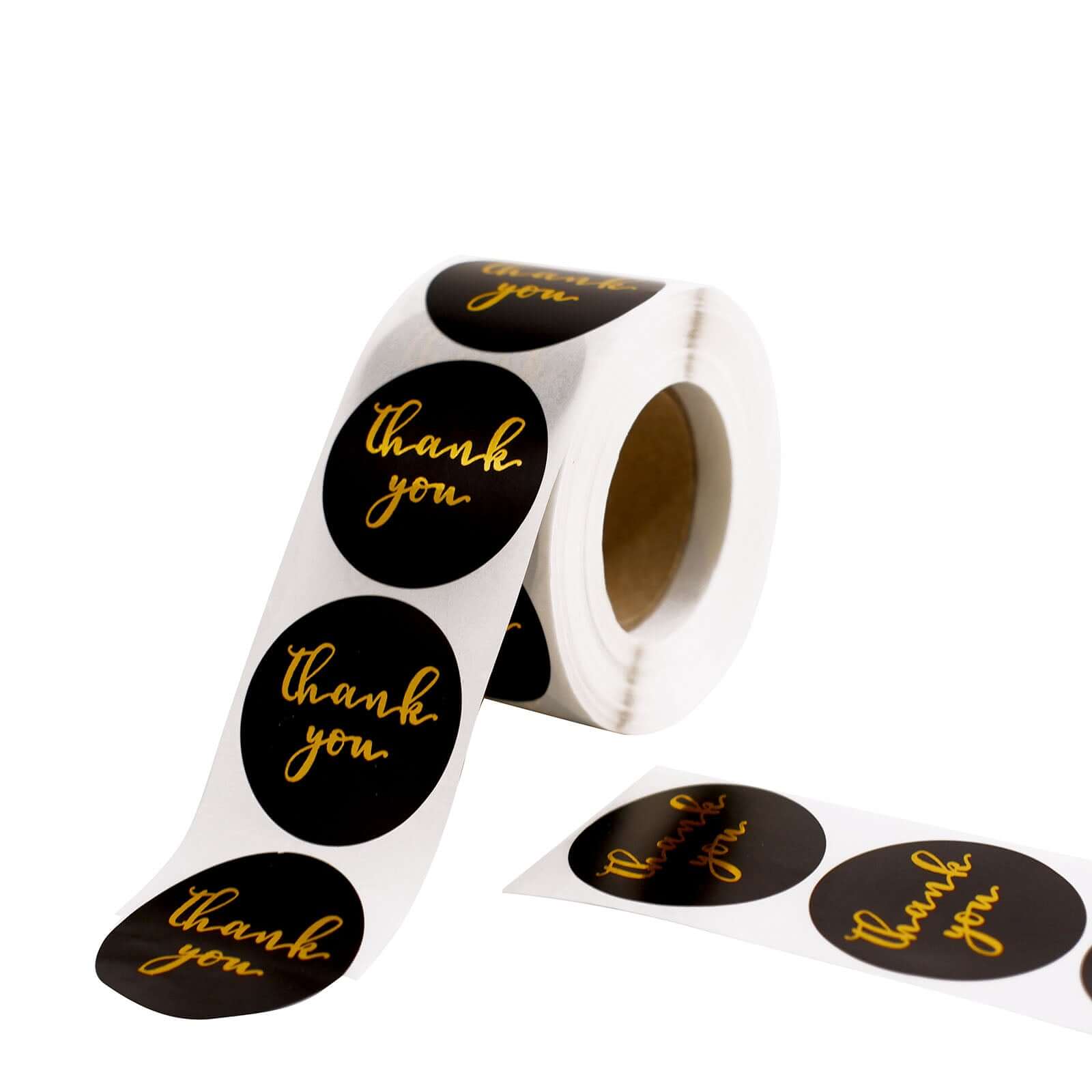 500pcs Thank You Gold Foil Text On Black Stickers Roll Décor Labels and Seals for DIY Envelope - Round 1.5" - Image 16