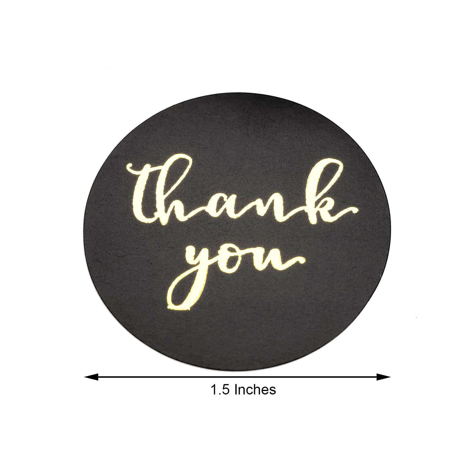 500pcs Thank You Gold Foil Text On Black Stickers Roll Décor Labels and Seals for DIY Envelope - Round 1.5" - Image 3