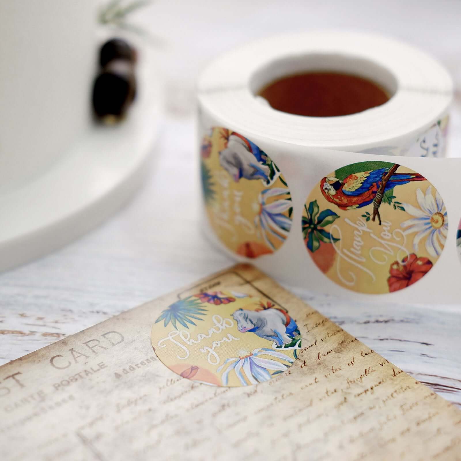 500pcs Thank You Tropical Colorful Floral Stickers Roll, Labels For DIY Envelope Seal - Round 1.5" - Image 10