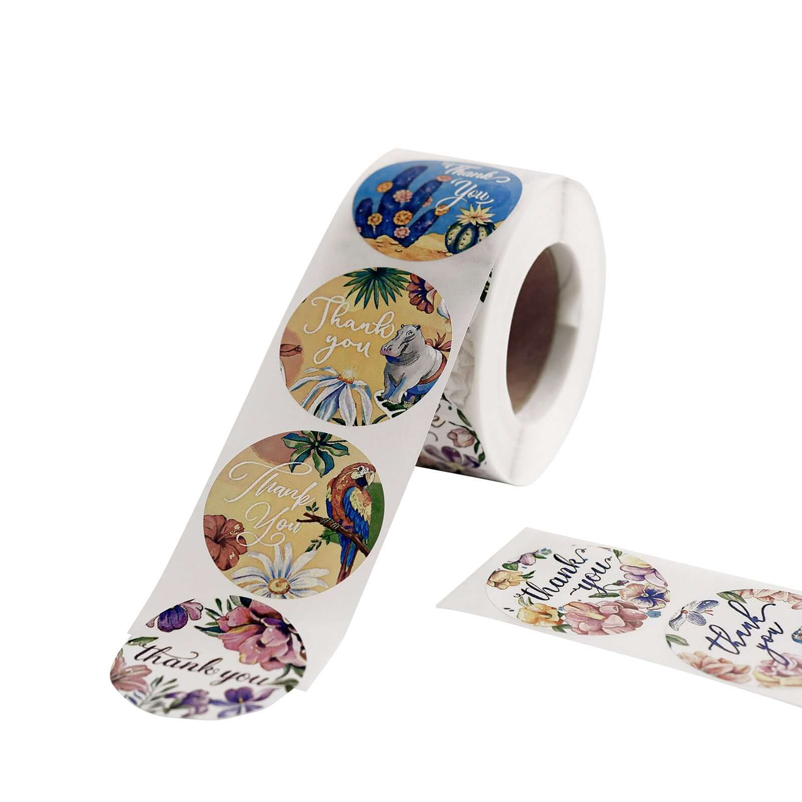 500pcs Thank You Tropical Colorful Floral Stickers Roll, Labels For DIY Envelope Seal - Round 1.5" - Image 12