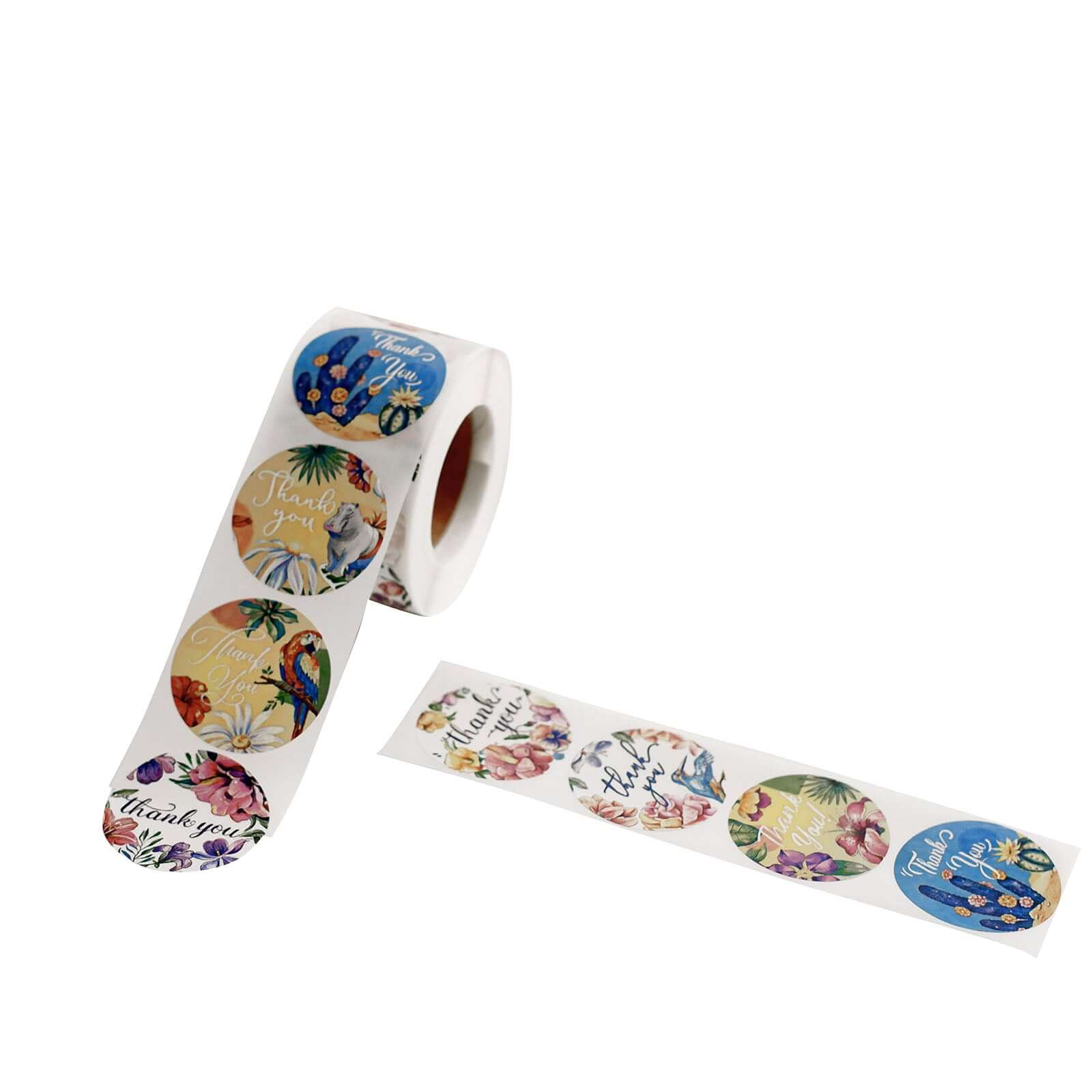 500pcs Thank You Tropical Colorful Floral Stickers Roll, Labels For DIY Envelope Seal - Round 1.5" - Image 14