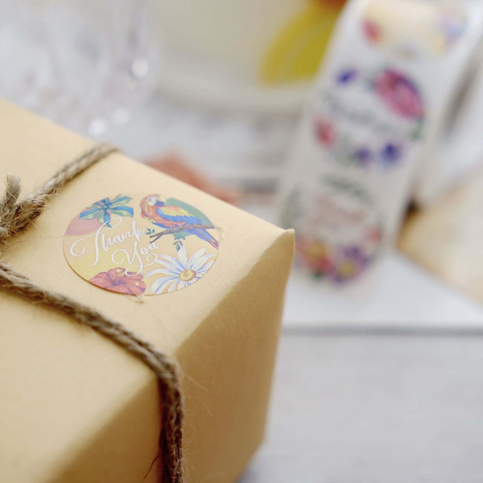 500pcs Thank You Tropical Colorful Floral Stickers Roll, Labels For DIY Envelope Seal - Round 1.5" - Image 6