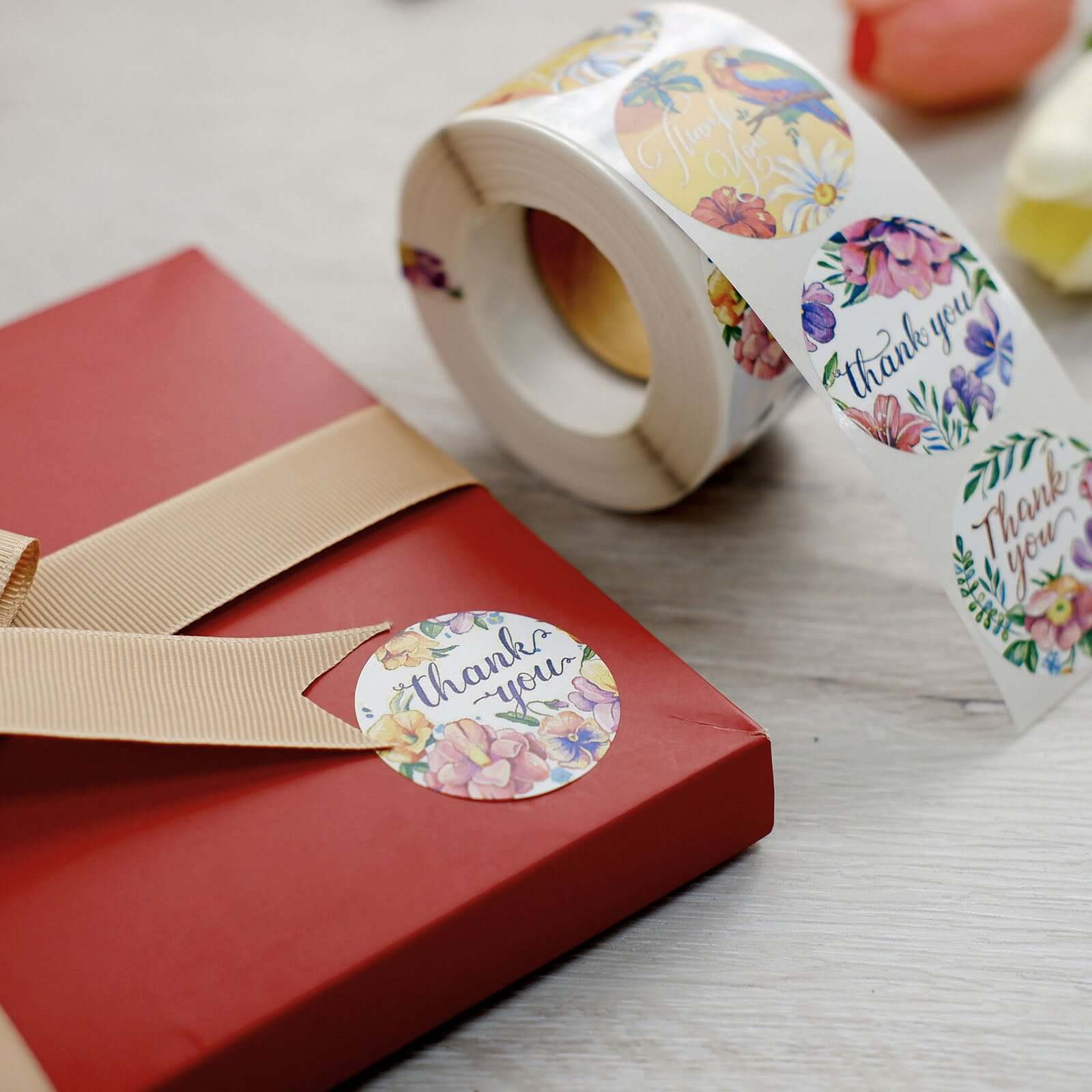500pcs Thank You Tropical Colorful Floral Stickers Roll, Labels For DIY Envelope Seal - Round 1.5" - Image 9