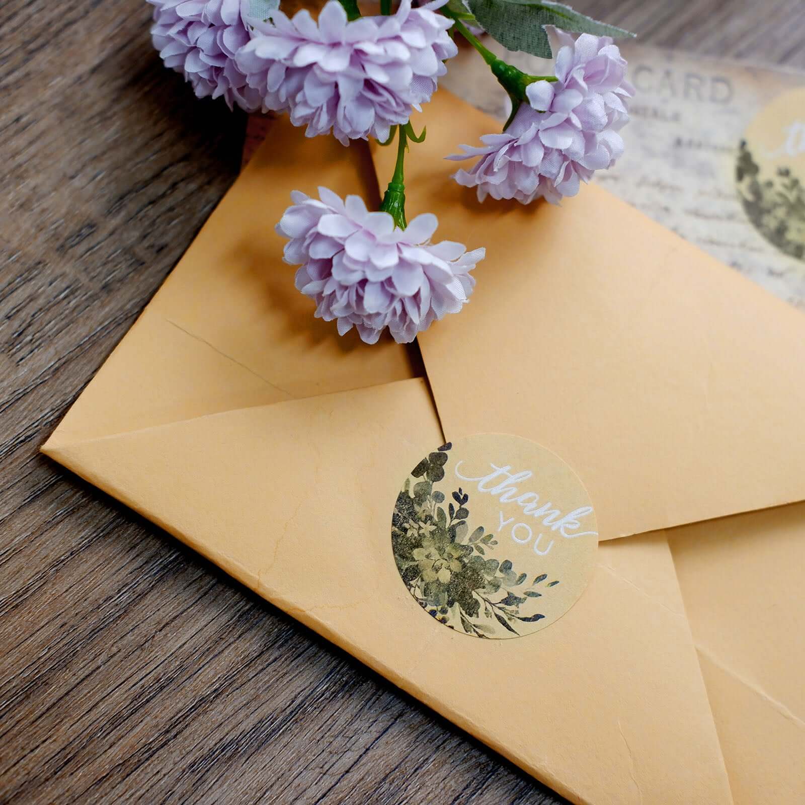 500pcs Thank You White Text With Natural Greenery Stickers Roll Décor Labels and Seals for DIY Envelope - Round 1.5" - Image 8
