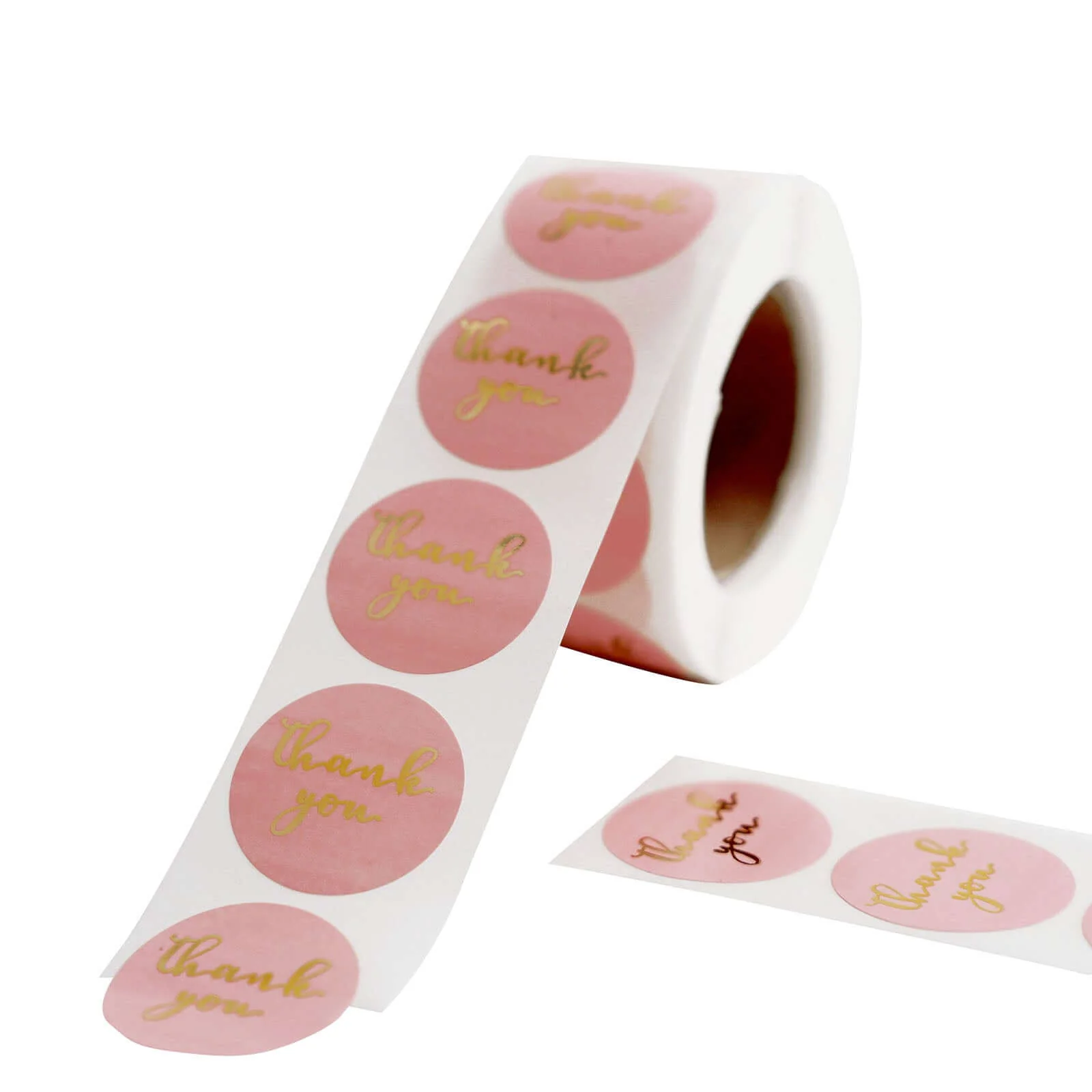 500pcs Thank You Gold Foil Text On Pink Stickers Roll Décor, Labels and Seals For DIY Envelope - Round 1" - Image 16