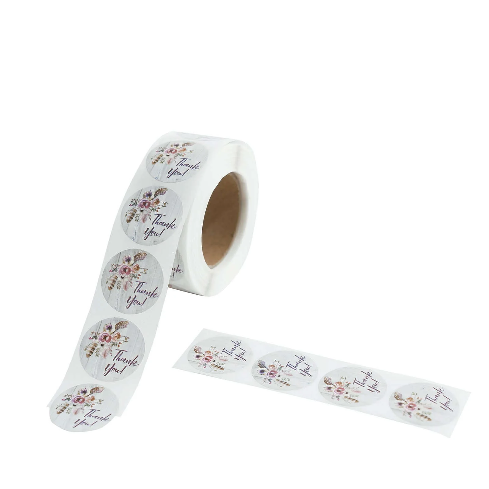 500pcs Thank You Rustic Floral Boho Chic Stickers Roll, Labels For DIY Envelope Seal - Round 1" - Image 15