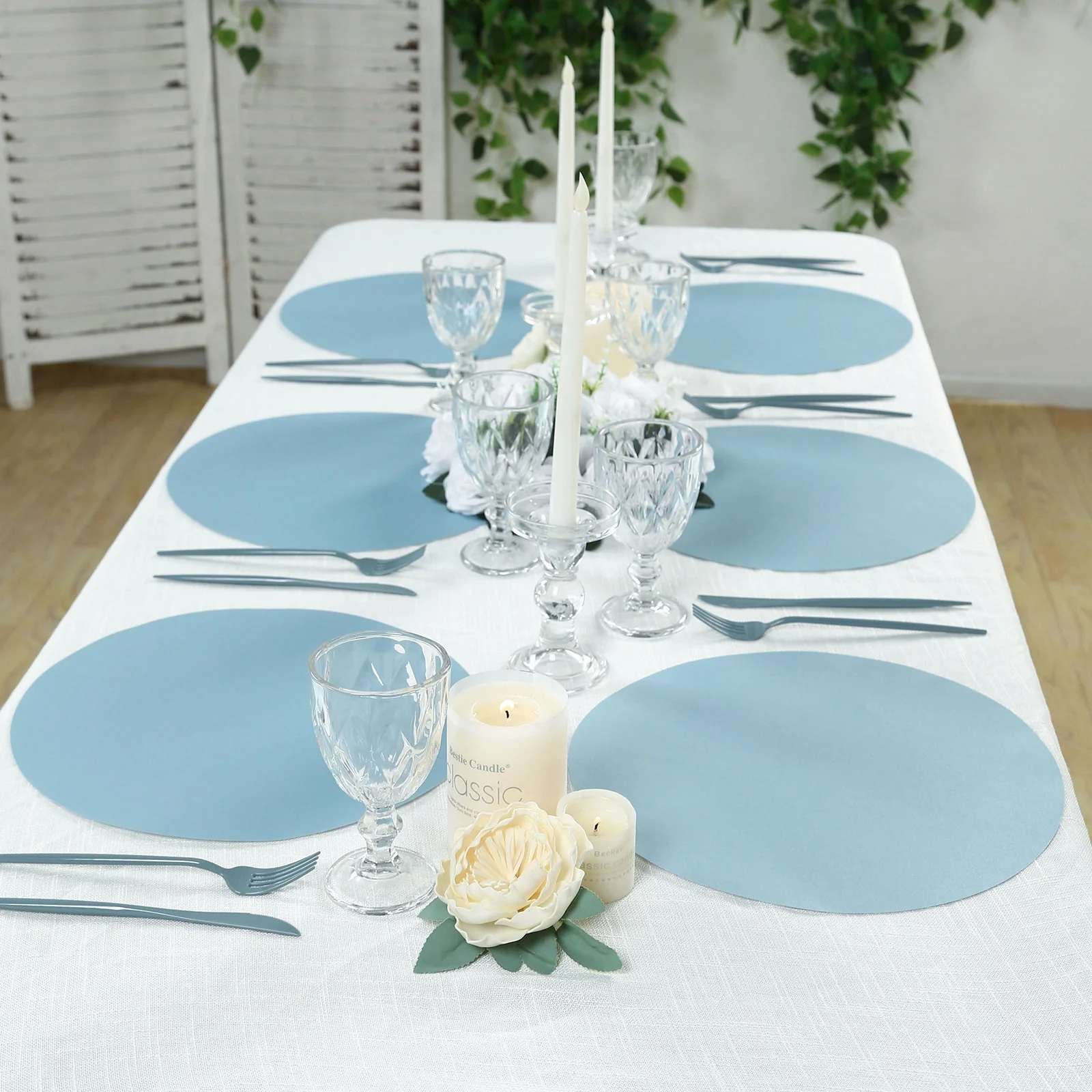 50 Pack Disposable Paper Placemats 13" Round – Dusty Blue Cardboard Dining Table Mats, 120 GSM - Image 5