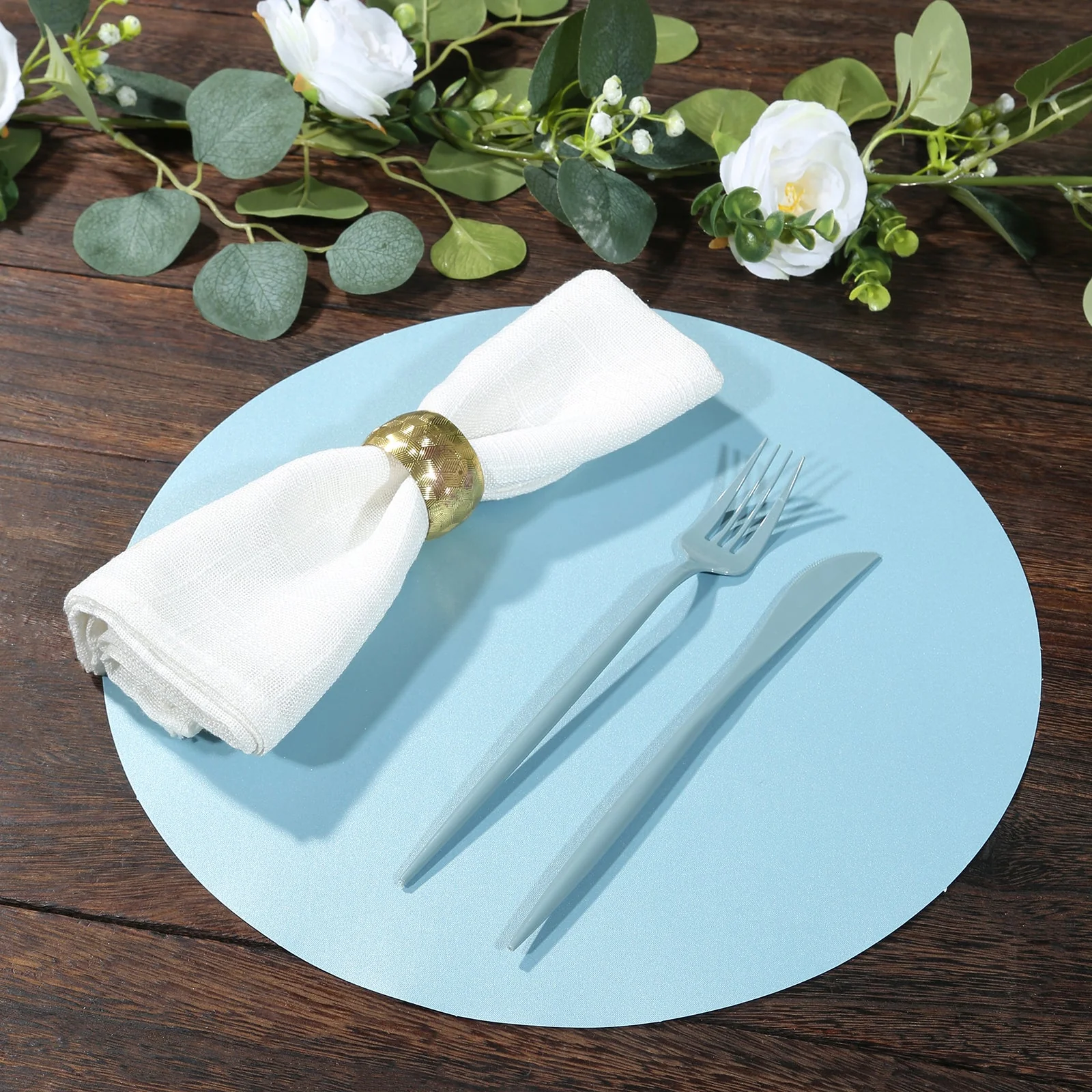 50 Pack Disposable Paper Placemats 13" Round – Dusty Blue Cardboard Dining Table Mats, 120 GSM - Image 7
