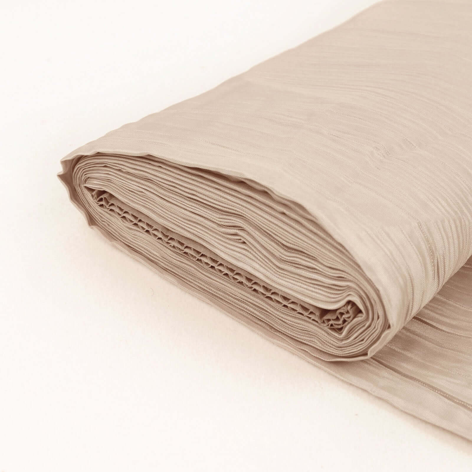 Beige Accordion Crinkle Taffeta Fabric Bolt 54"x10 Yards - Image 3