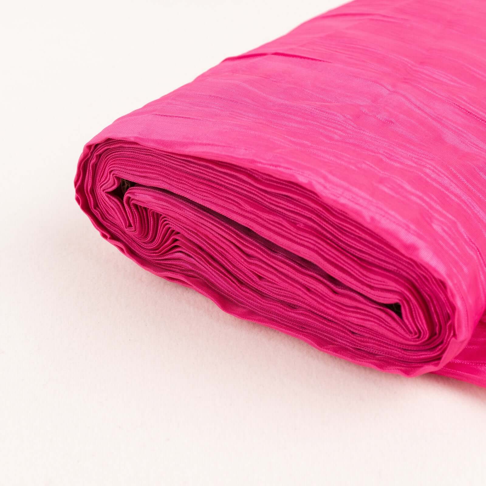 Fuchsia Accordion Crinkle Taffeta Fabric Bolt 54"x10 Yards - Image 2