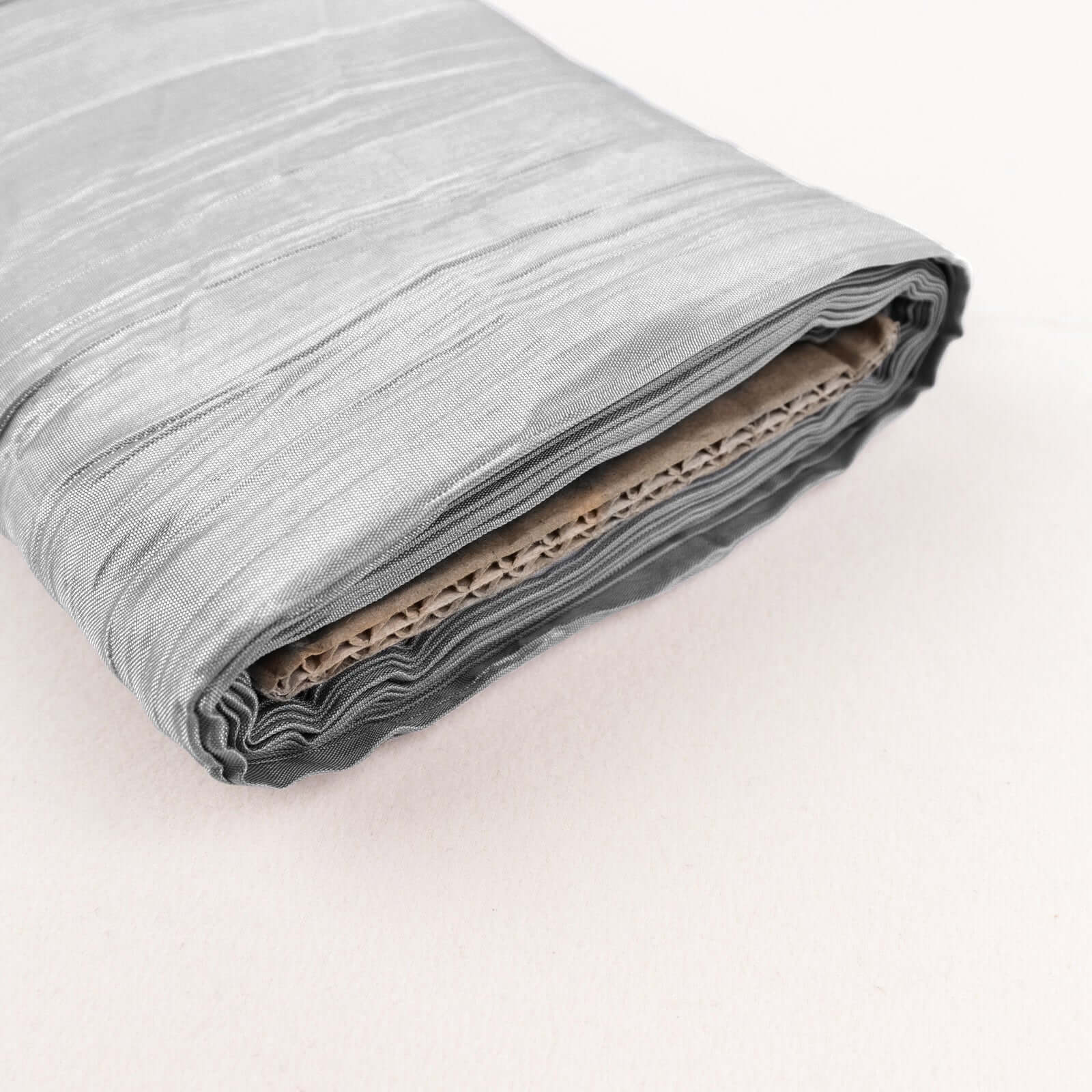Silver Accordion Crinkle Taffeta Fabric Bolt 54"x10 Yards - Image 2