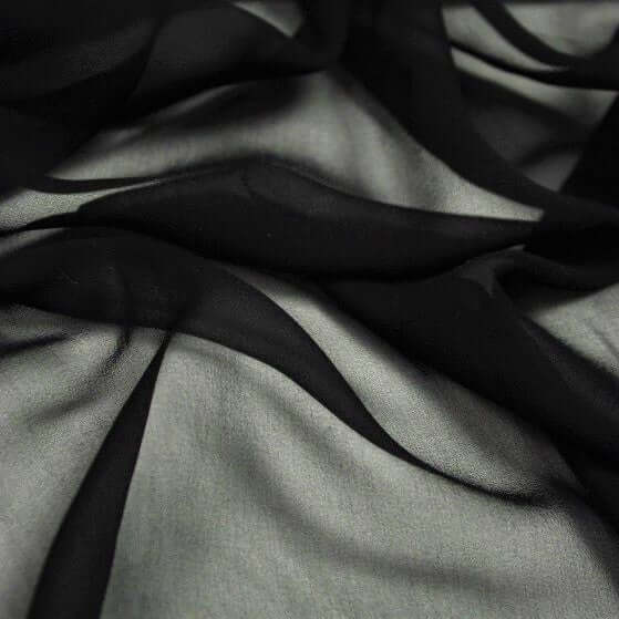 Black Solid Sheer Chiffon Fabric Bolt, DIY Voile Drapery Fabric 54"x10yd - Image 3