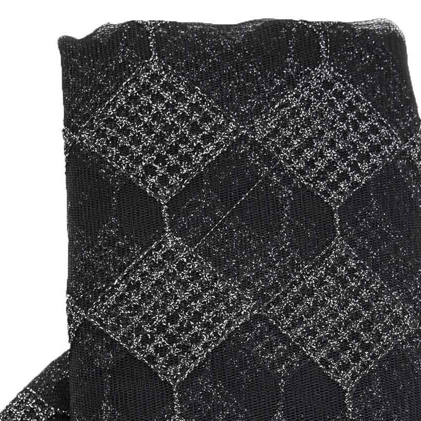Black / Silver Buffalo Plaid Polyester Fabric Roll, Checkered Netting DIY Craft Fabric Bolt 54"x4 Yards - Image 3