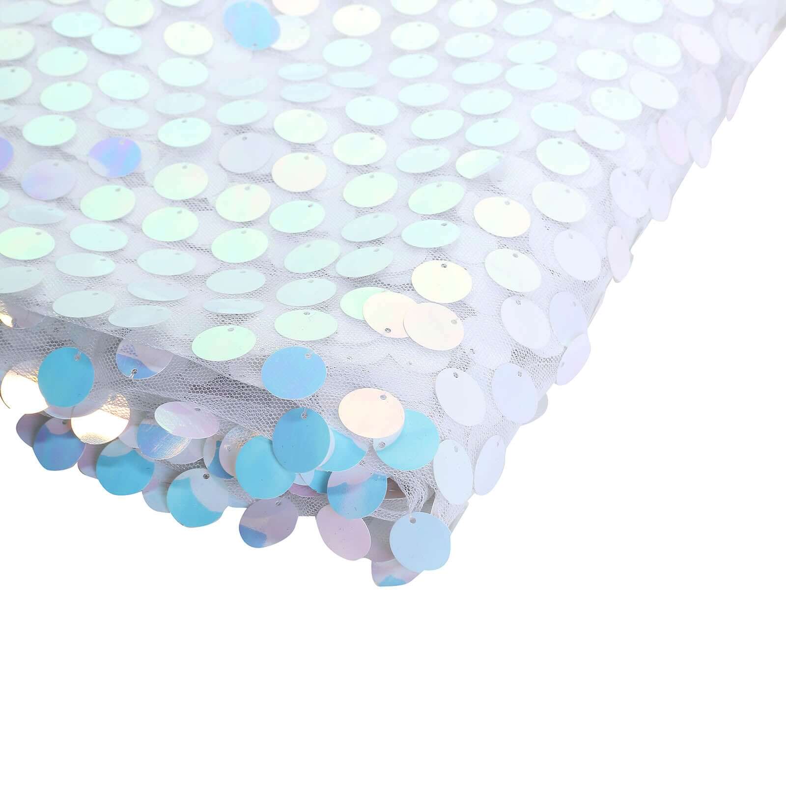 Iridescent Blue Big Payette Sequin Fabric Roll, Mesh Sequin DIY Craft Fabric Bolt 54"x4 Yards - Image 11