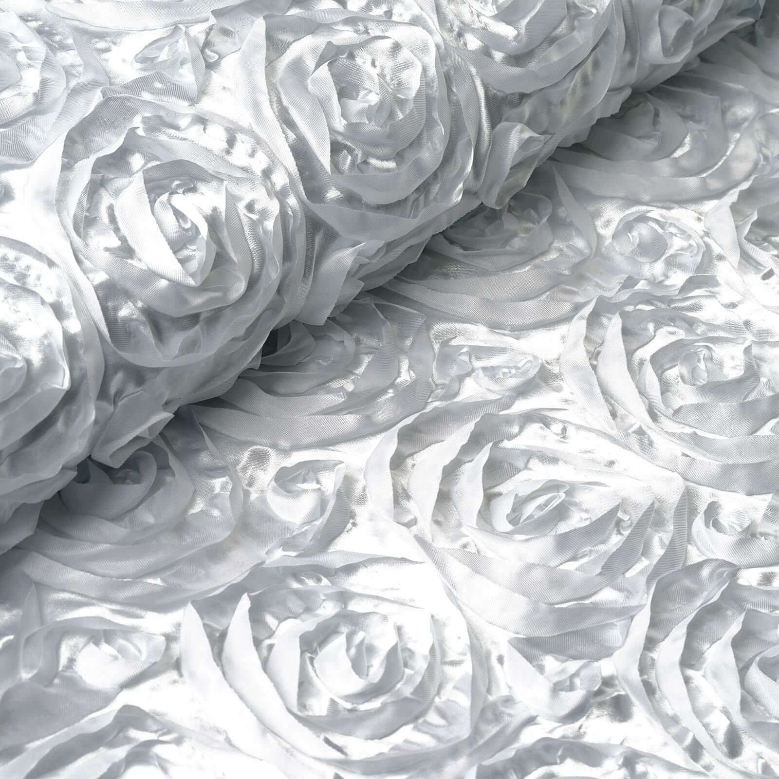 White Satin Rosette Fabric By The Bolt, DIY Craft Fabric Roll 54"x4yd - Image 3