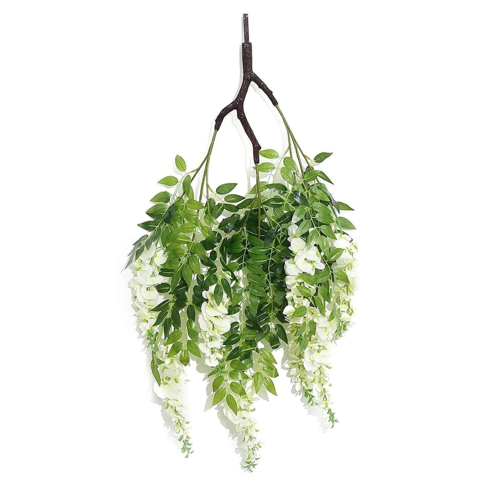Cream Artificial Silk Wisteria Vine Round Hanging Canopy, Draping Garland Flower Chandelier With Interchangeable Branches 55" - Image 6
