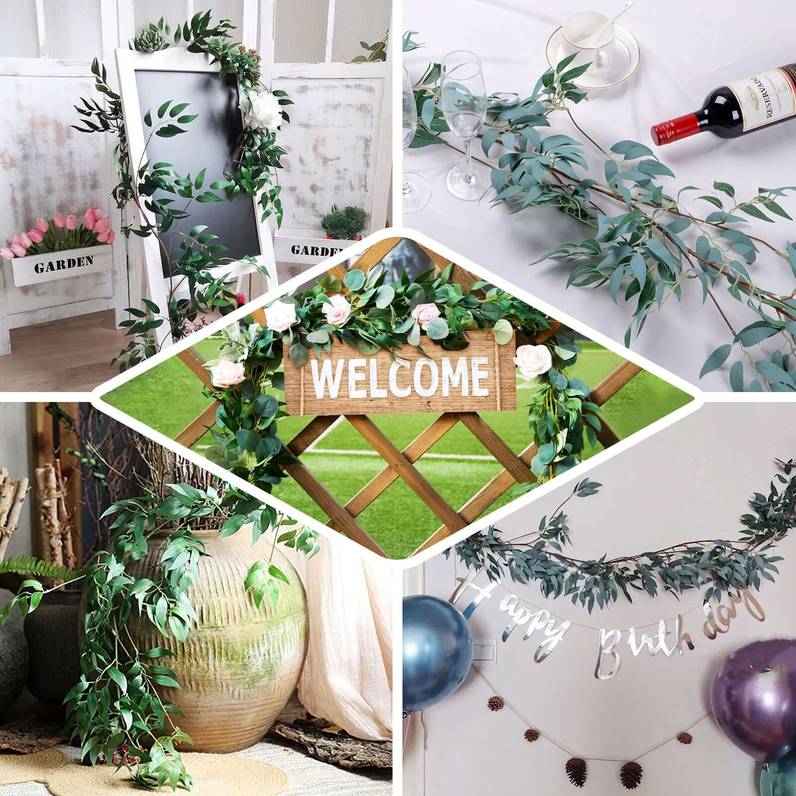 Frosted Real Touch Artificial Willow Leaf Garland, Flexible Vine 5ft - Image 5