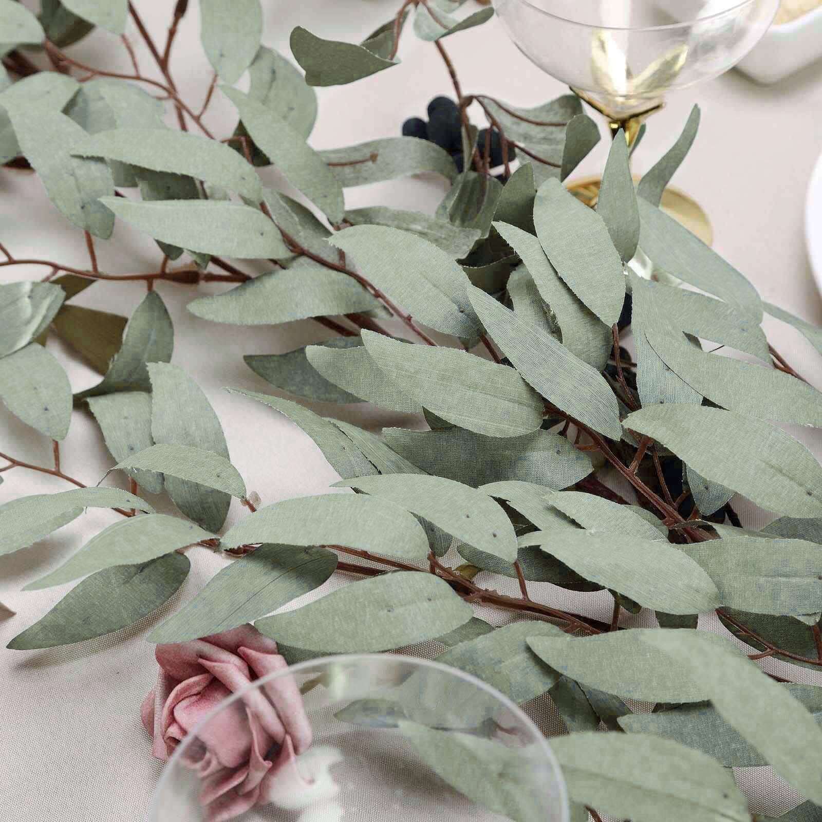 Frosted Real Touch Artificial Willow Leaf Garland, Flexible Vine 5ft - Image 8